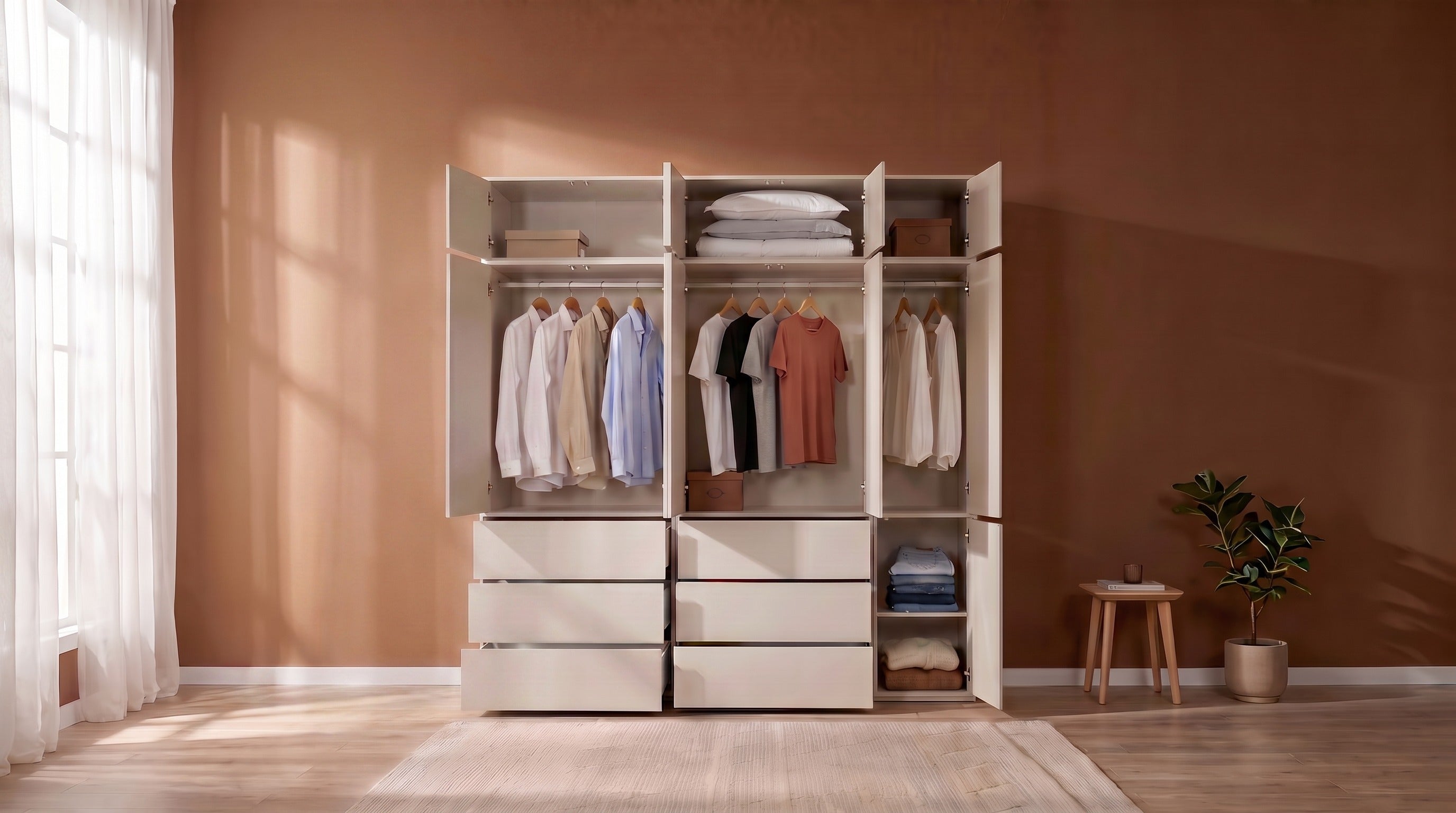 Modularer Kleiderschrank 'Robe' 227 cm breit mit viel Stauraum