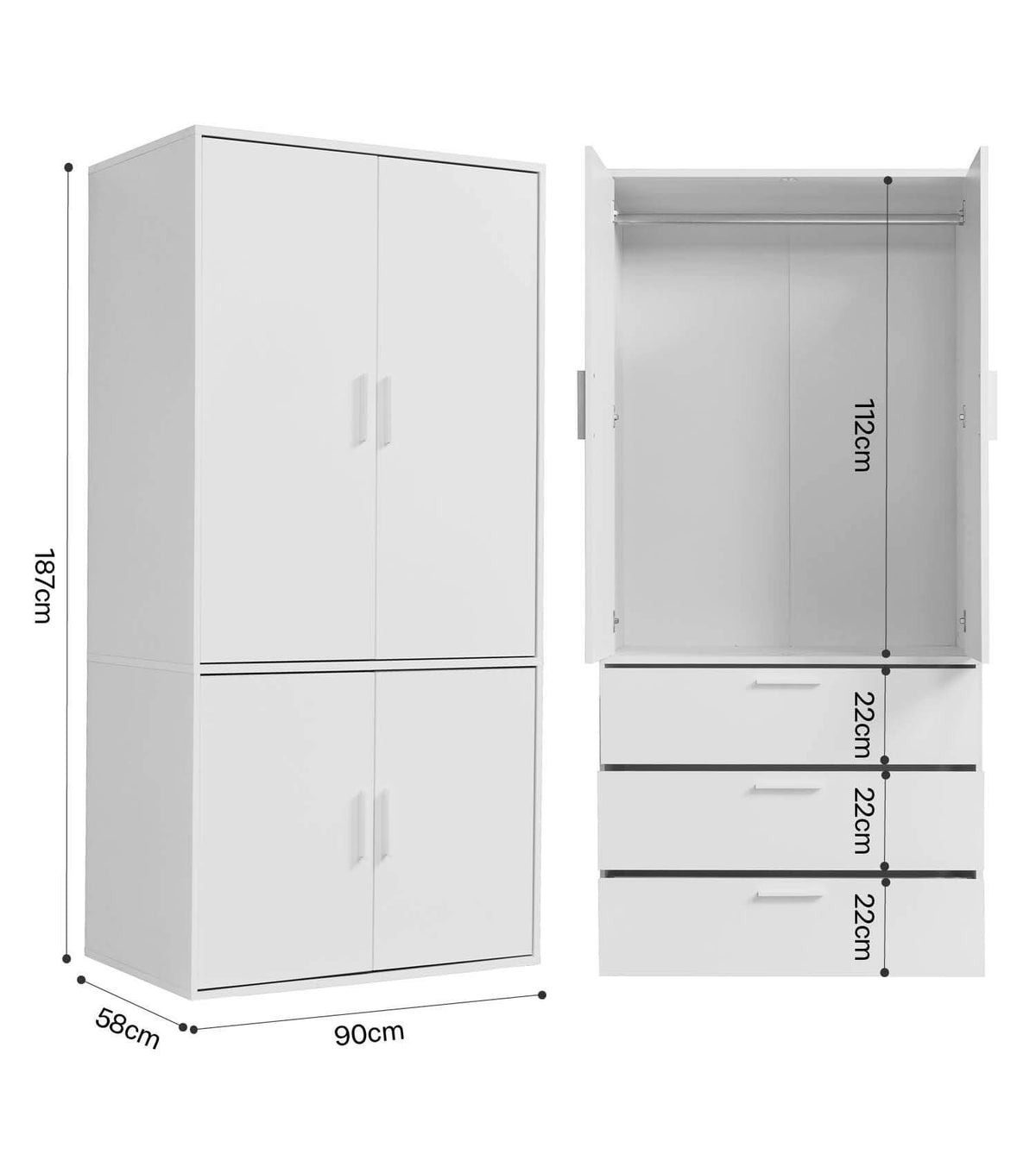 Kleiderschrank Garderobenschrank Schlafzimmerschrank Flurschrank