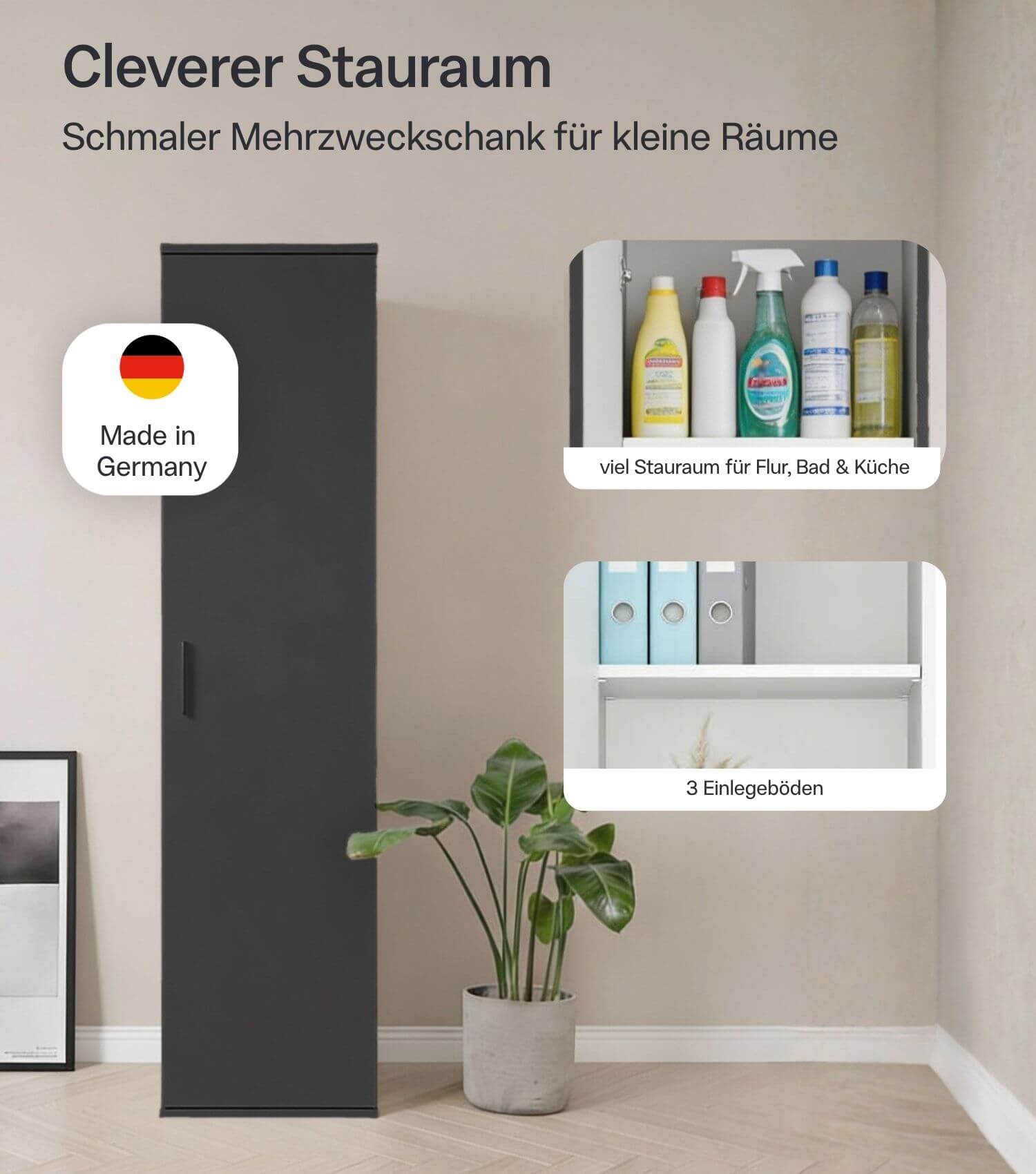 Armoire polyvalente étroite 'Der Kompakte'