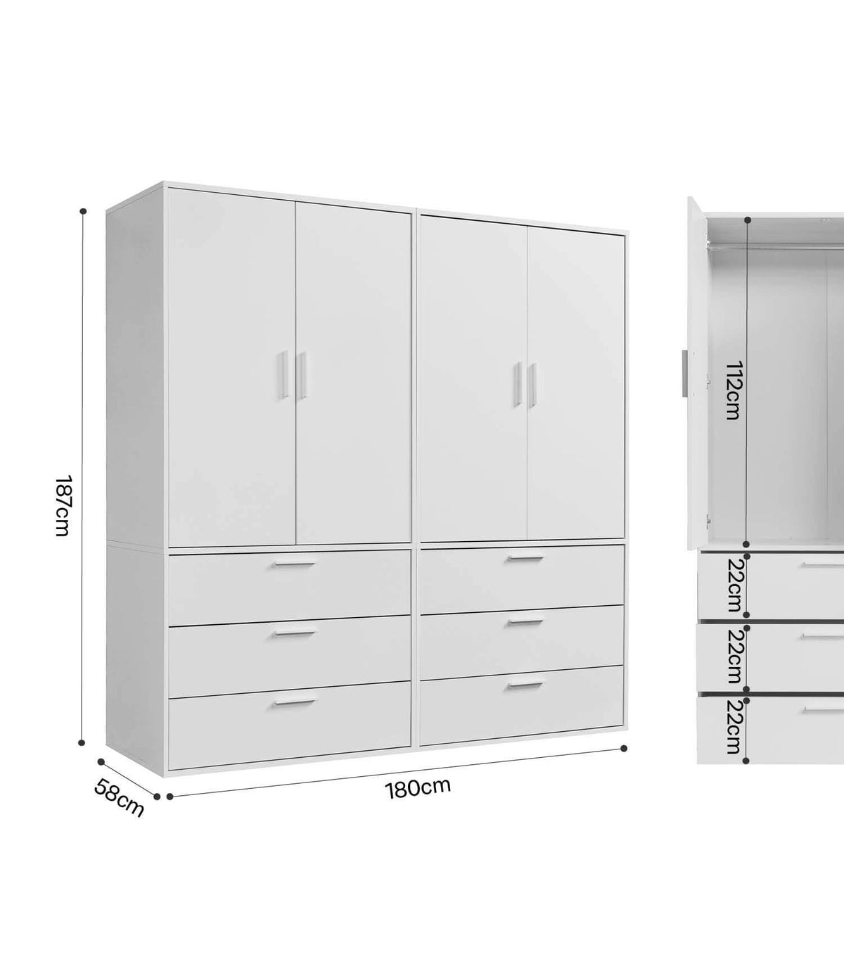 Kleiderschrank Garderobenschrank Schlafzimmerschrank Flurschrank