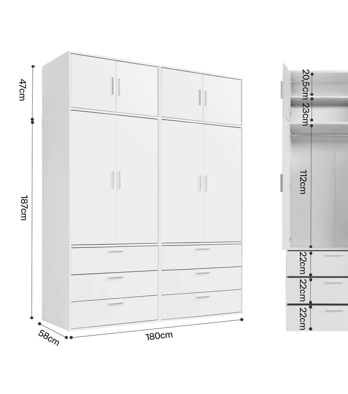 Kleiderschrank Garderobenschrank Schlafzimmerschrank Flurschrank