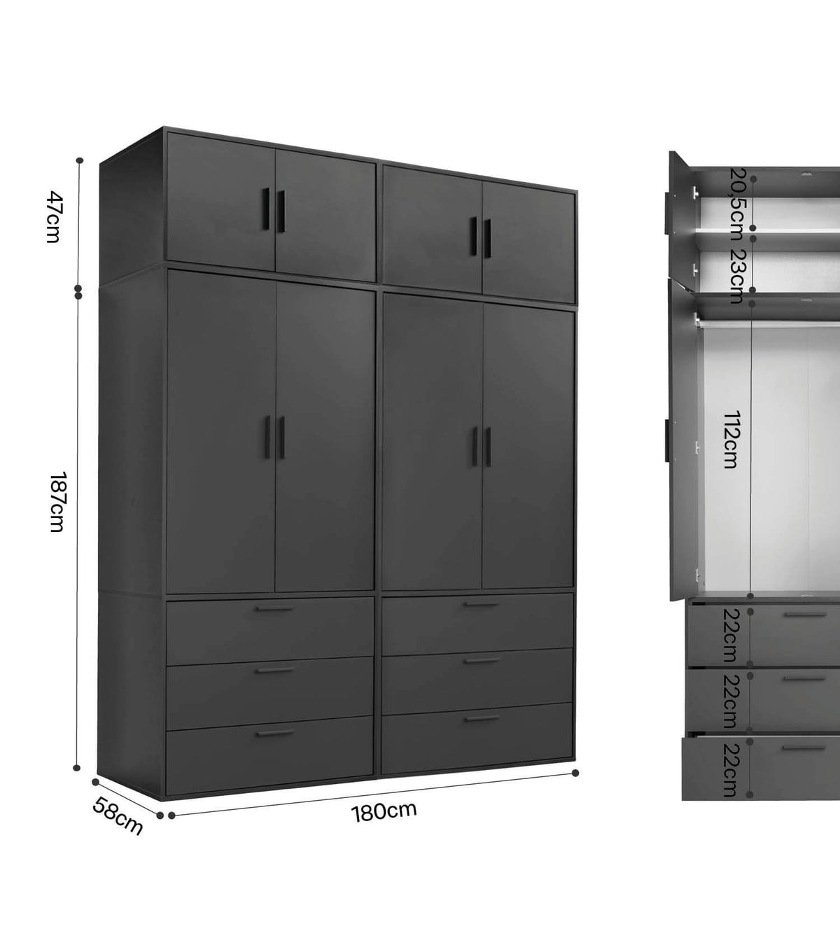 Kleiderschrank Garderobenschrank Schlafzimmerschrank Flurschrank