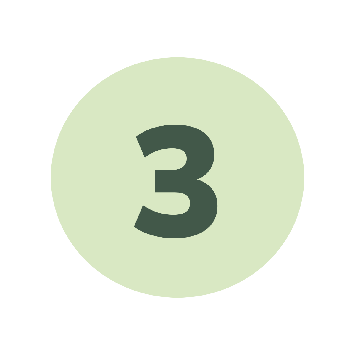 cercle vert clair avec un trois vert foncé