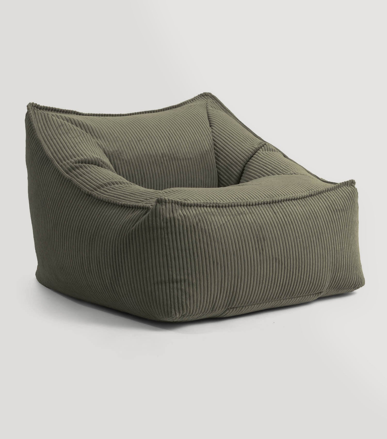 Fauteuil Cord XXL pouf de lecture avec accoudoirs, coloris olive