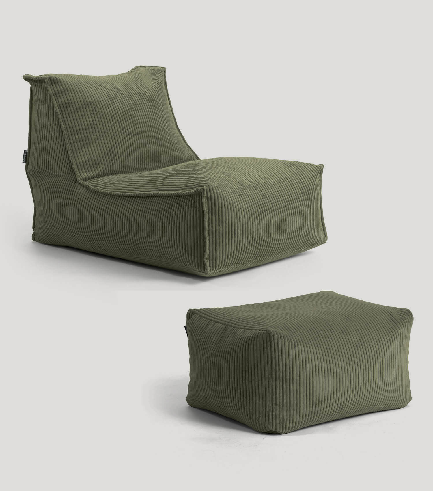 Pouf géant XXL + repose-pieds pour enfants et adultes avec rembourrage 'Der Gelassene'