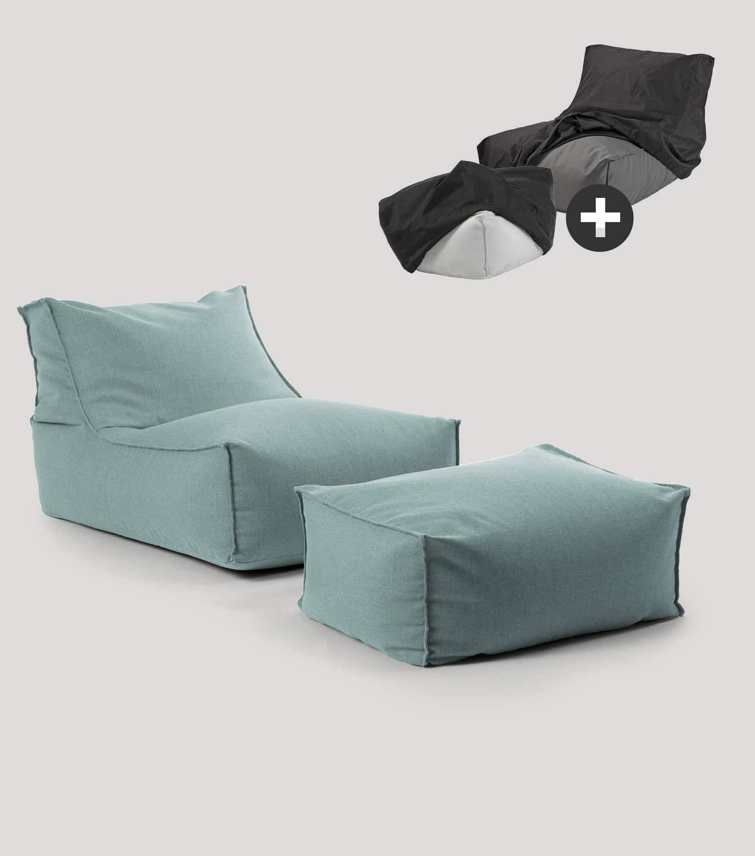 Pouf de sol rembourré Bean Bag bleu clair avec housse amovible