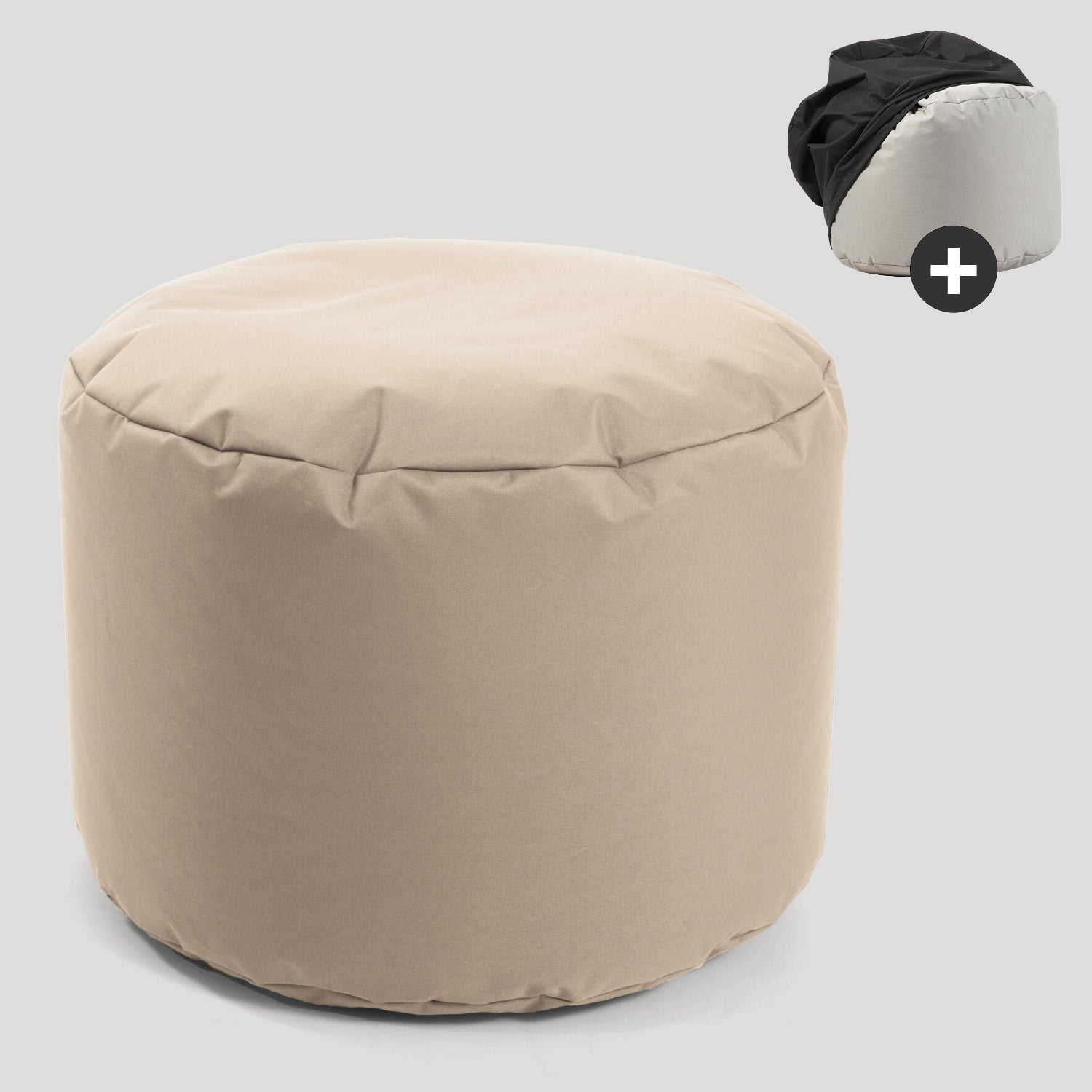 Pouf d'extérieur repose-pieds coussin de sol 'Der Ruhepouf' repose-pieds rond#sku_PF1brava065khaki+SH1