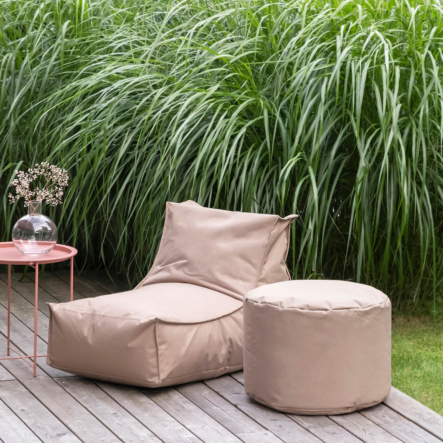Pouf d'extérieur 'Der Ruhepouf' repose-pieds rond, disponible en anthracite, bleu foncé, noir, vert, pétrole, rouge, kaki et gris