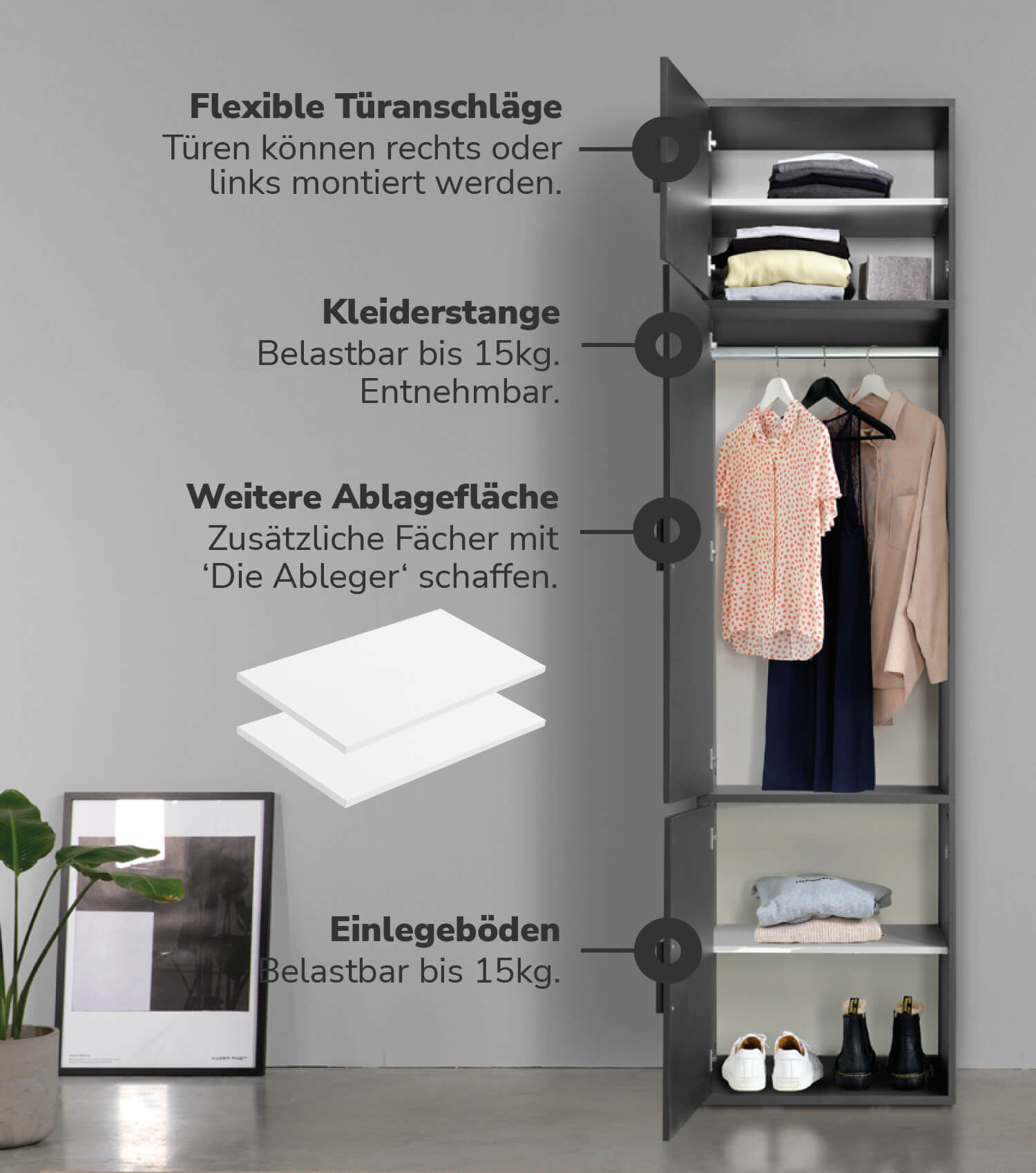 Armoire de chambre - meuble de rangement pour dressing