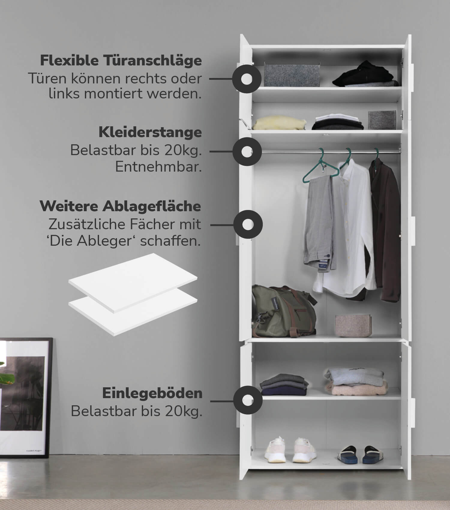 Armoire dressing en bois clair - Schrank