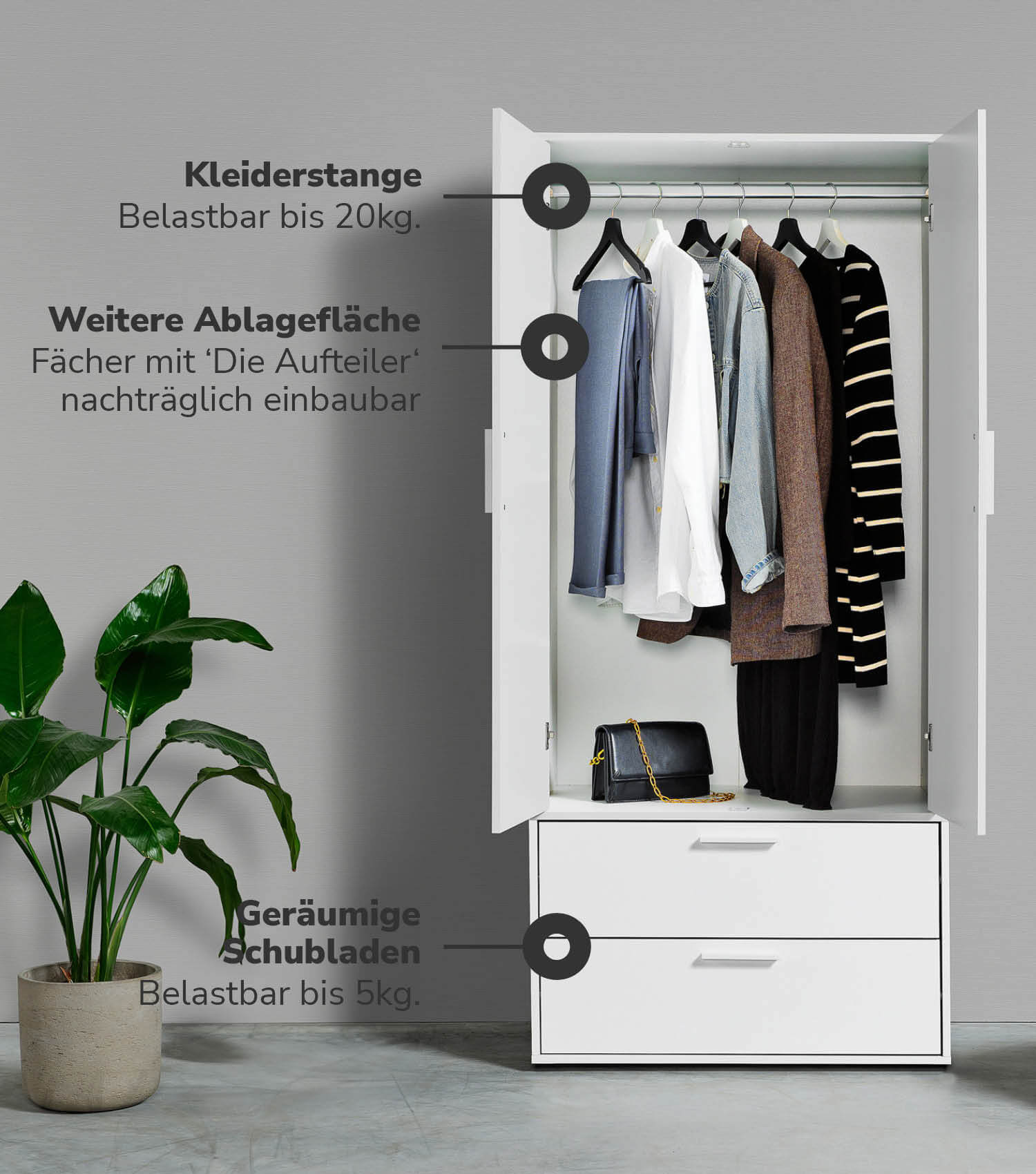 Armoire enfant pour chambre à coucher, rangement vêtements#sku_KS2.1-alpw