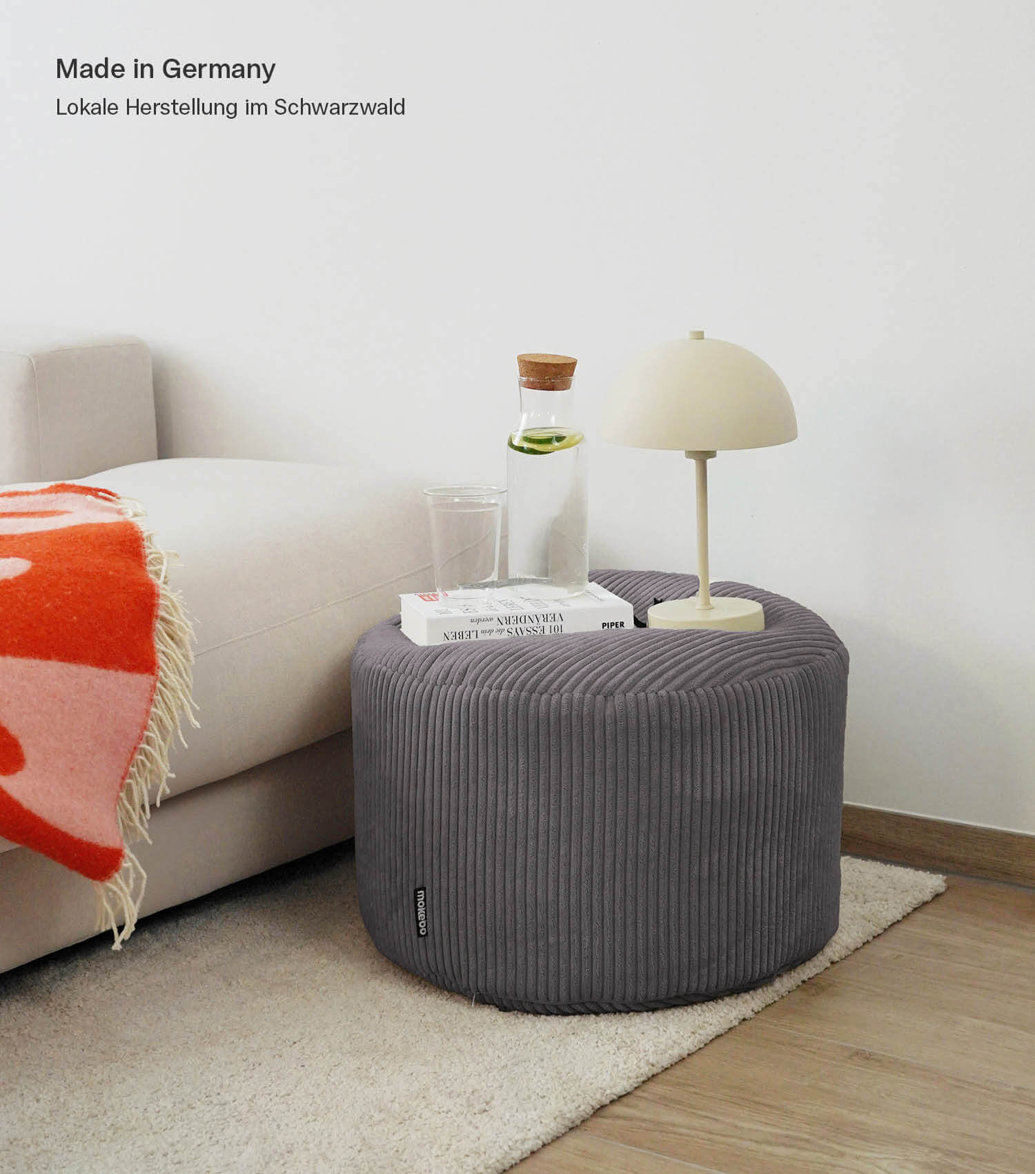 Pouf repose-pieds tabouret assise cube brun anthracite mokebo
