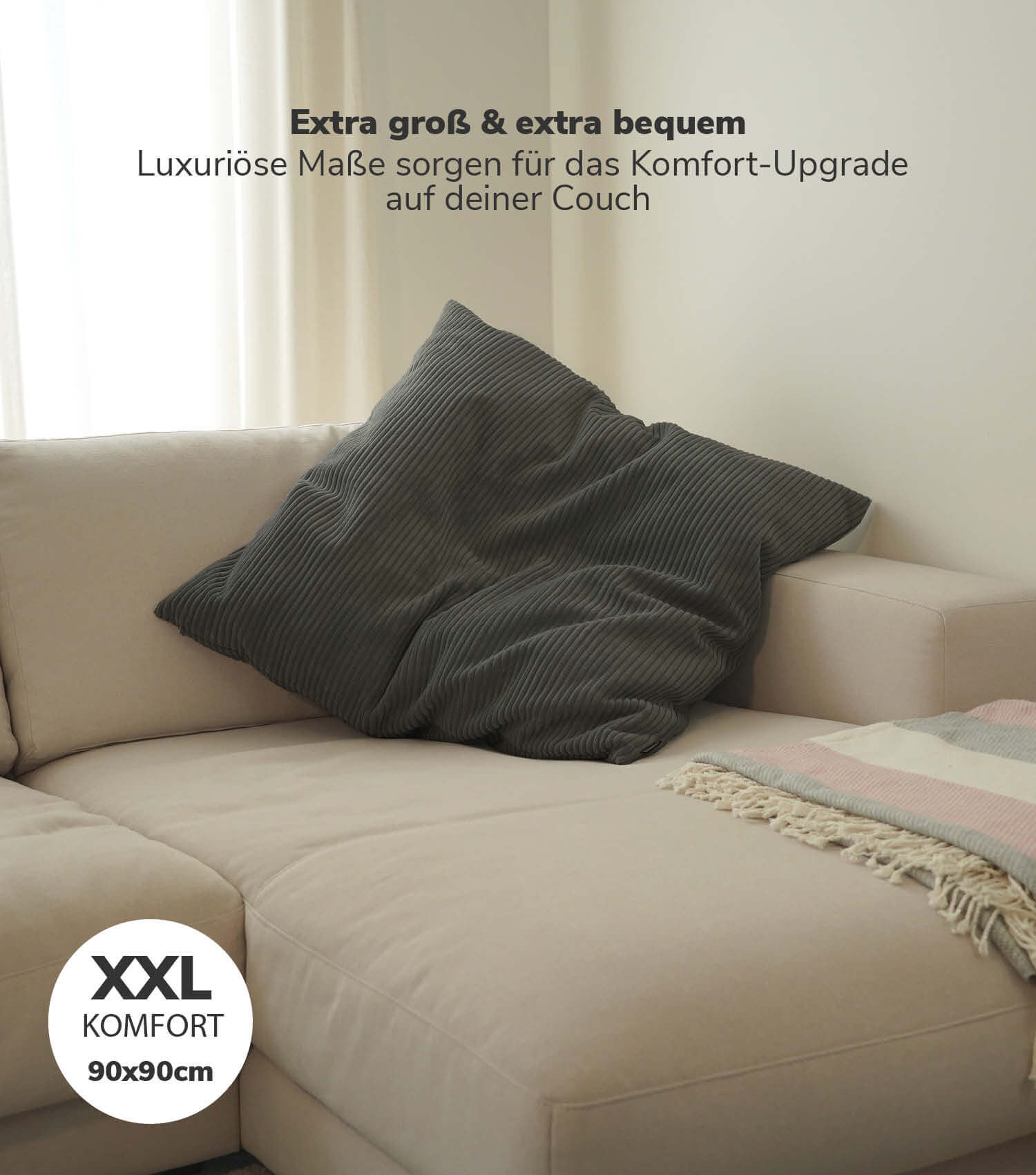 Coussin XXL, grand coussin de dossier pour canapé ou lit