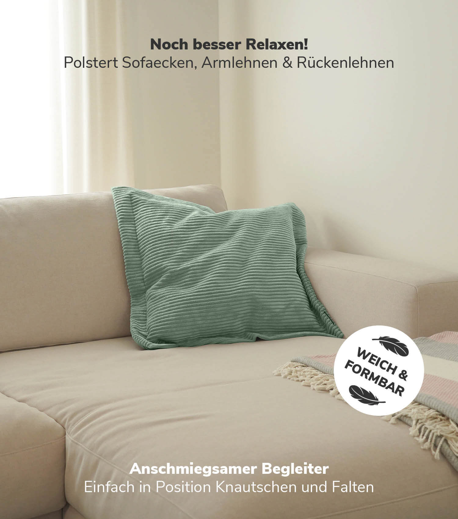 Coussin de canapé décoration Couchkissen Flatterkissen Cordkissen
