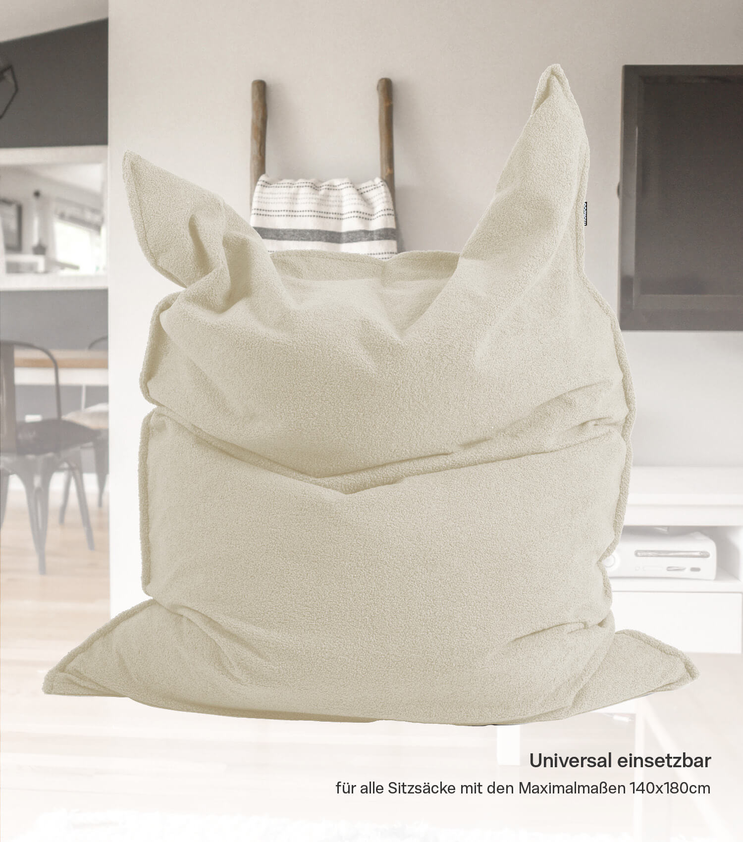 Housse de bean bag en tissu cordé, beige naturel