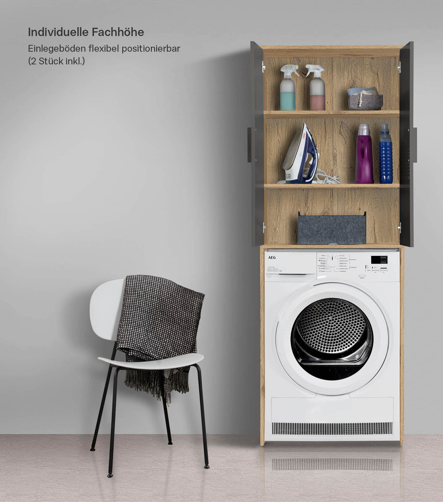 Meuble pour lave-linge, armoire suspendue, étagère au-dessus des toilettes, meuble de rangement salle de bain Überbau