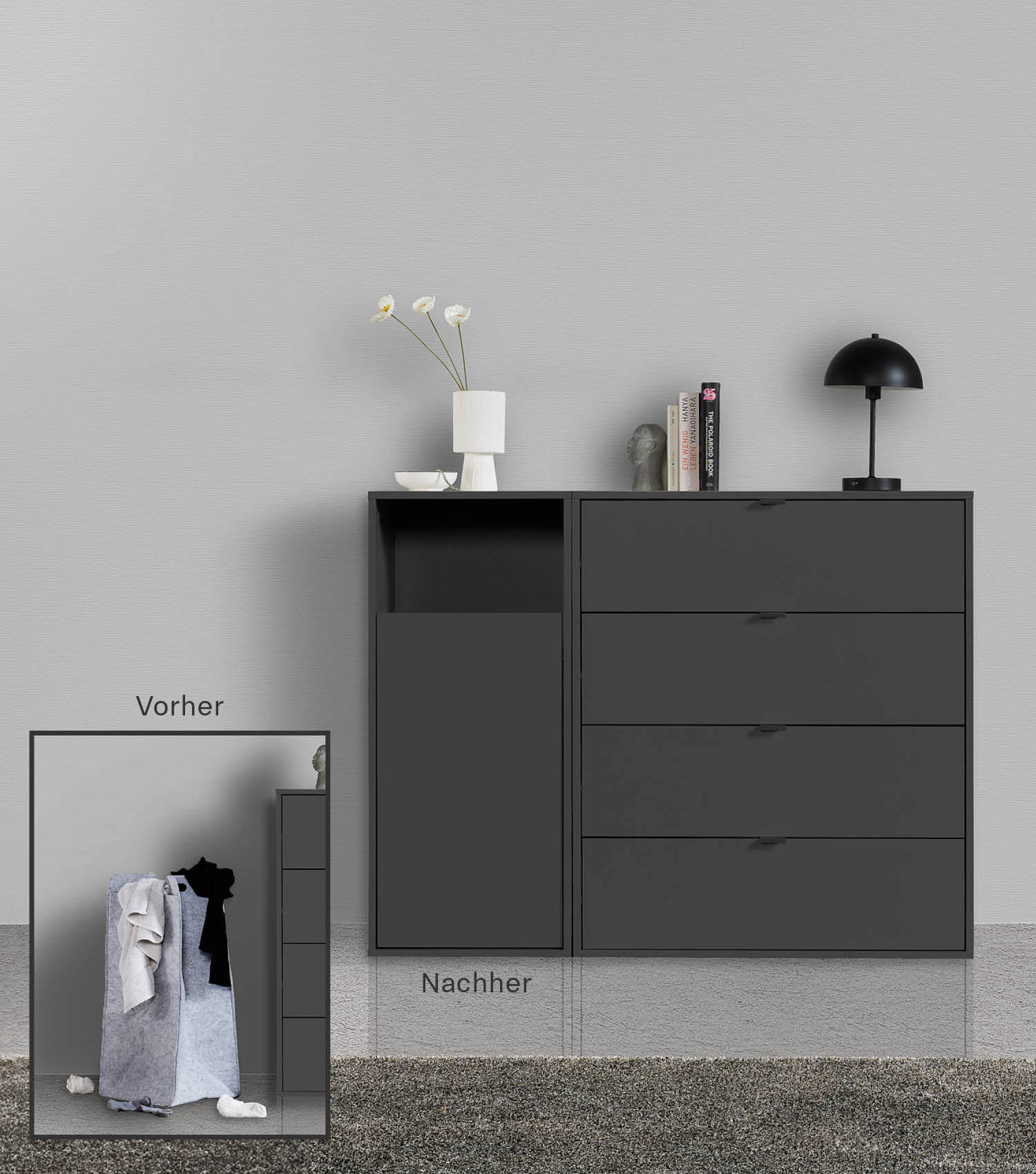 Meuble à linge, panier à linge, boîte de rangement, séparateur de linge en bois