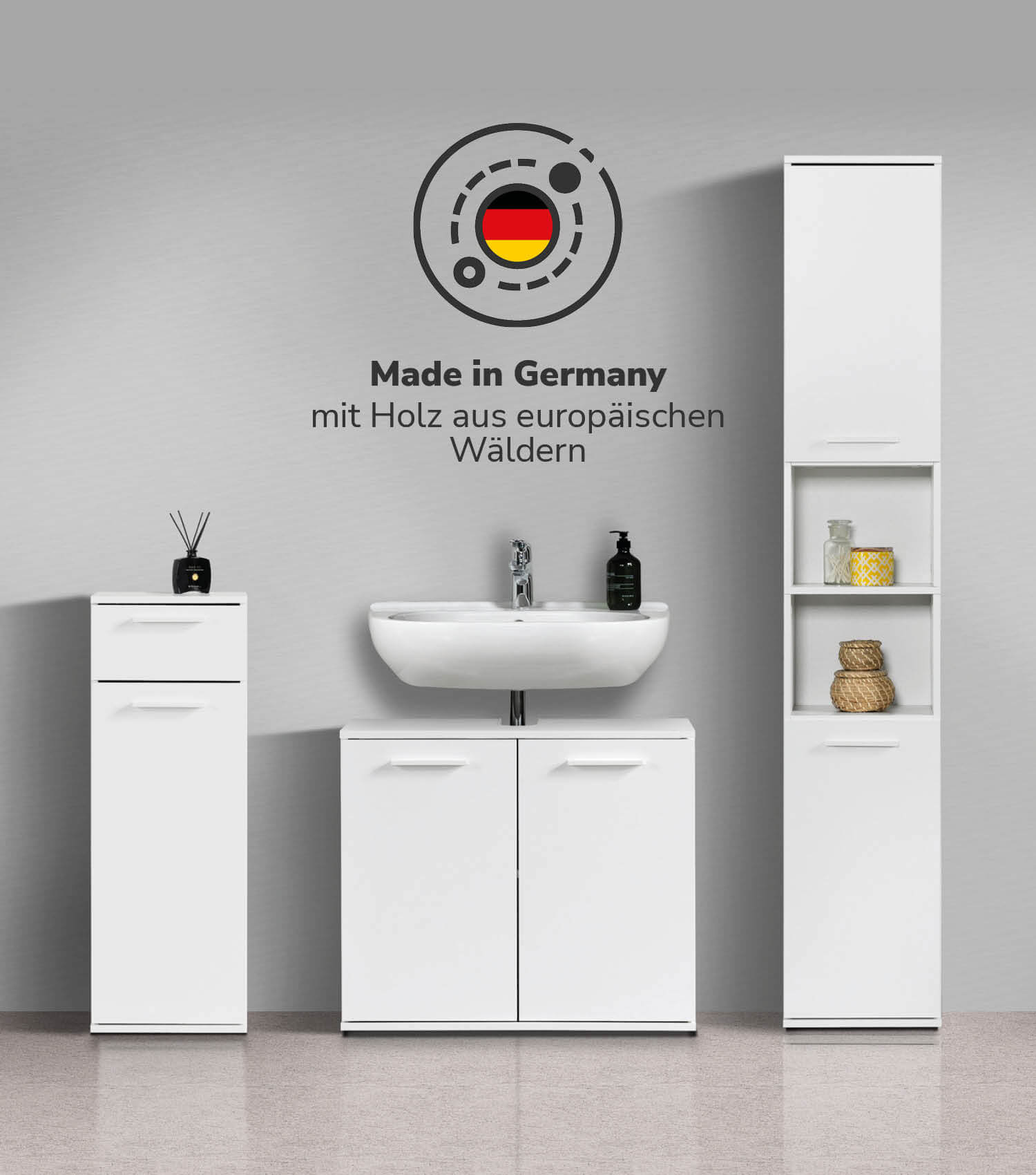 Ensemble de meubles de salle de bain avec armoires et rangements - sku_BS6.2-alpw