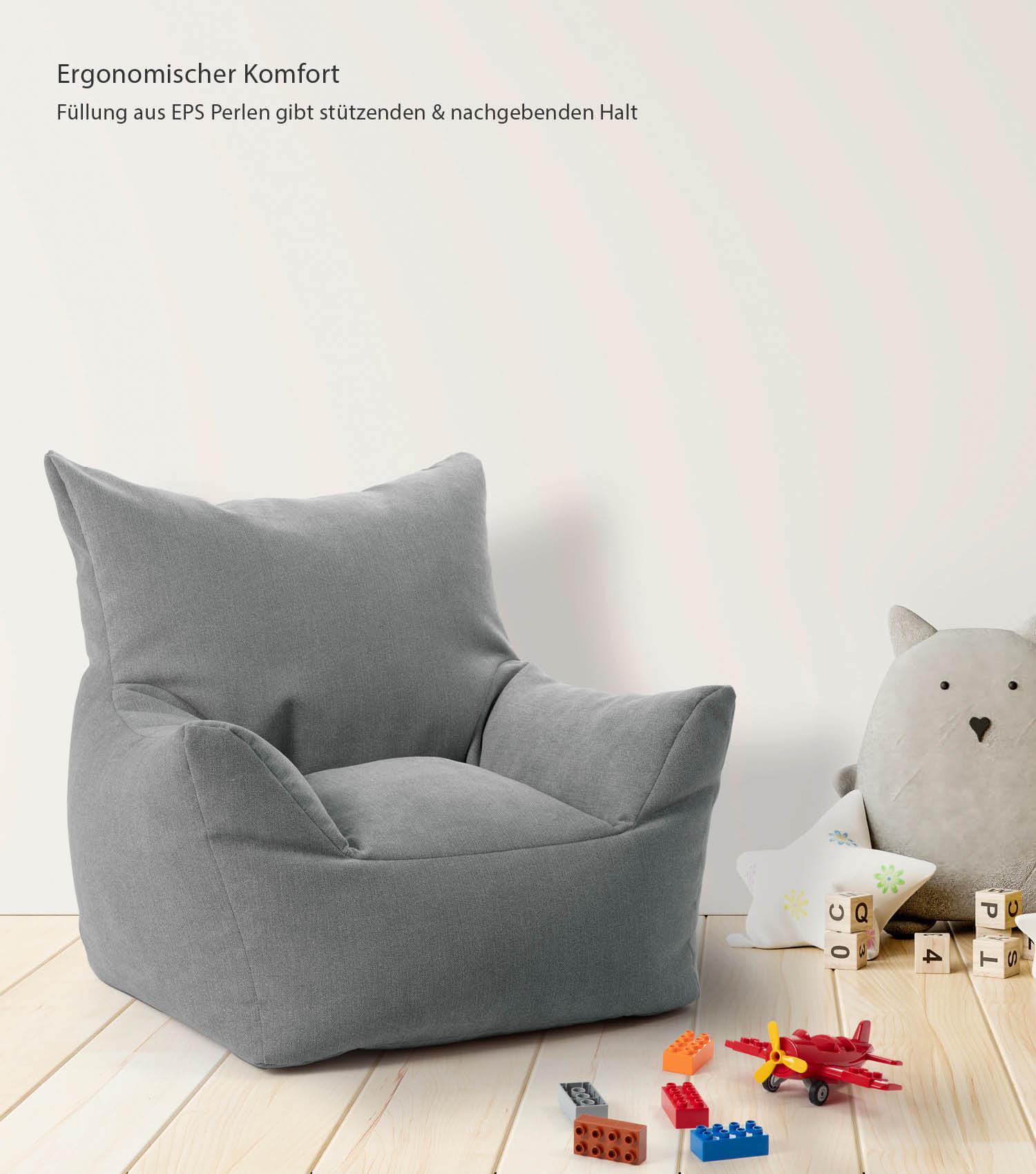 Fauteuil poire enfant en velours côtelé, coussin de sol pour enfant, pouf de lecture
