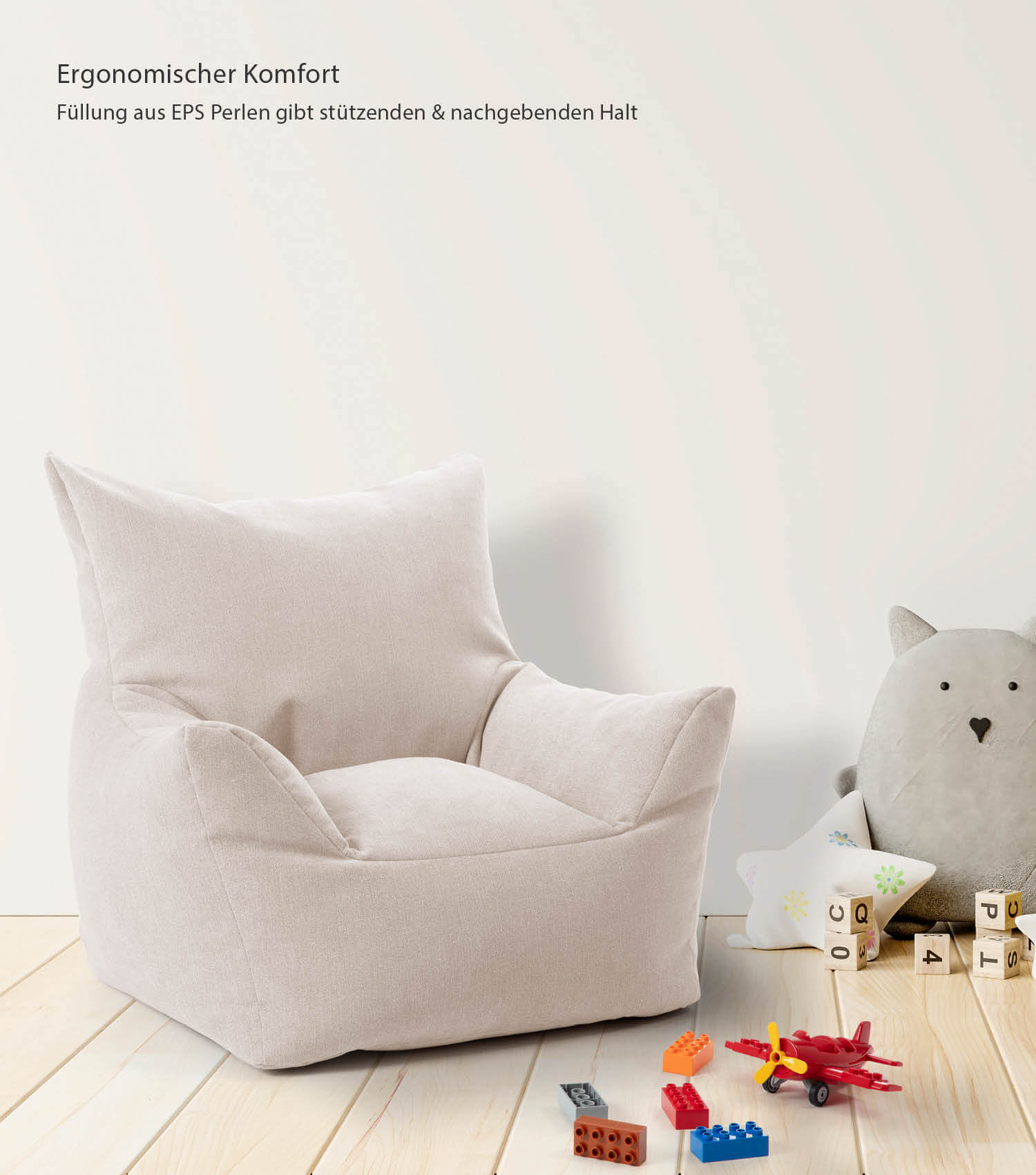 Fauteuil enfant Kindersessel beige en velours côtelé pour enfants