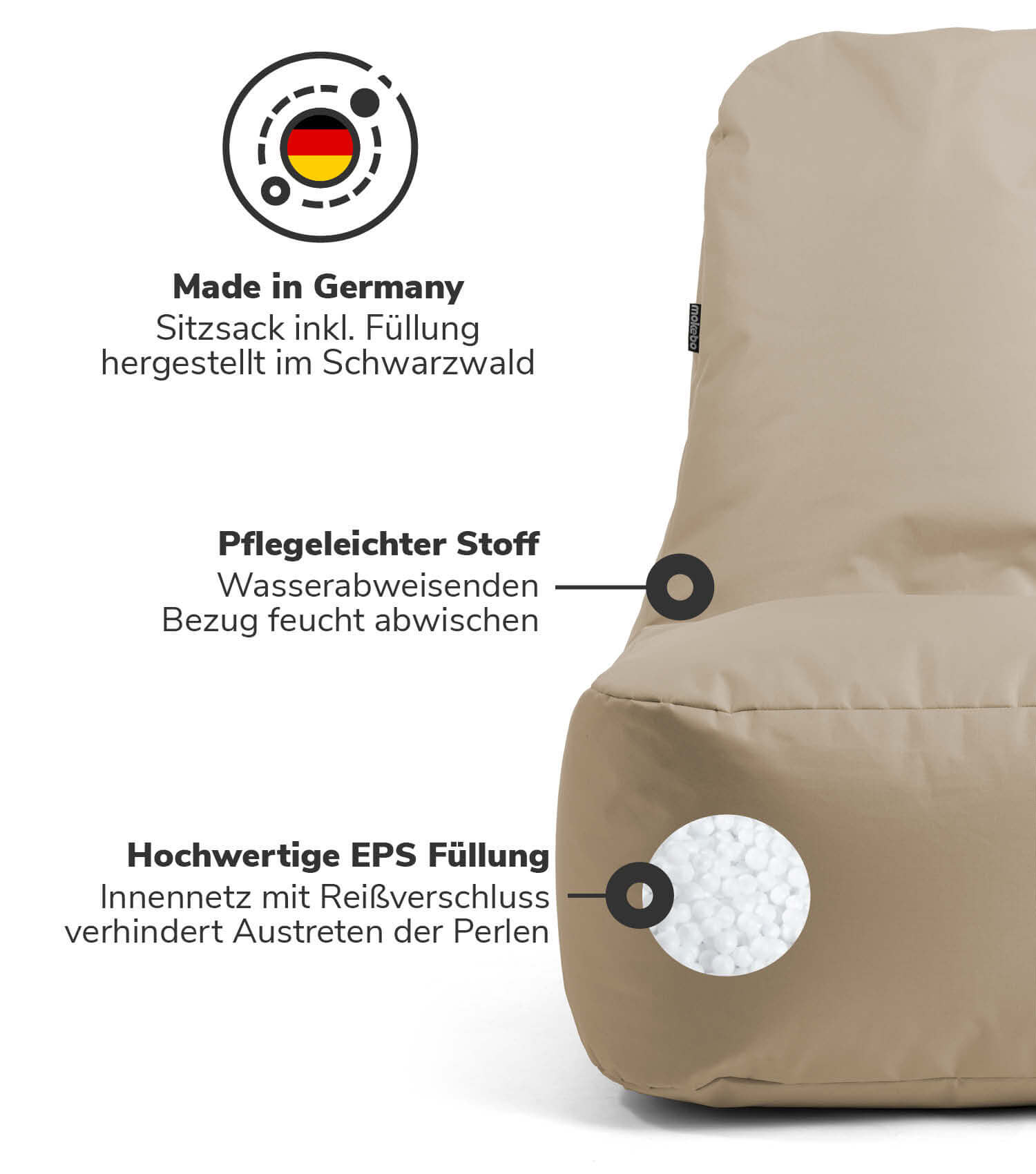 Pouf de jeu pour enfants, chaise gaming bean bag gris