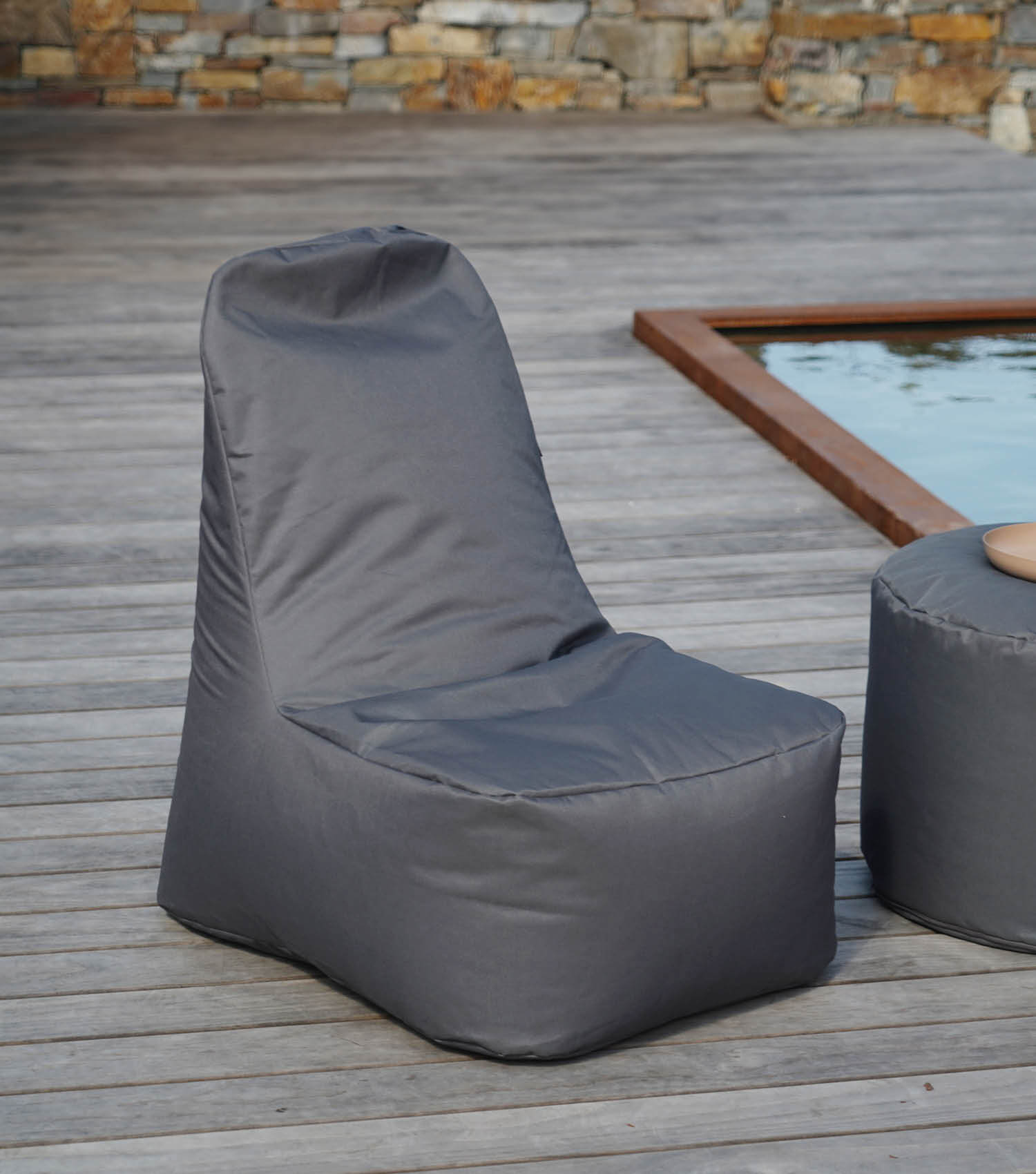 Pouf poire enfant gaming avec housse amovible, coloris anthracite