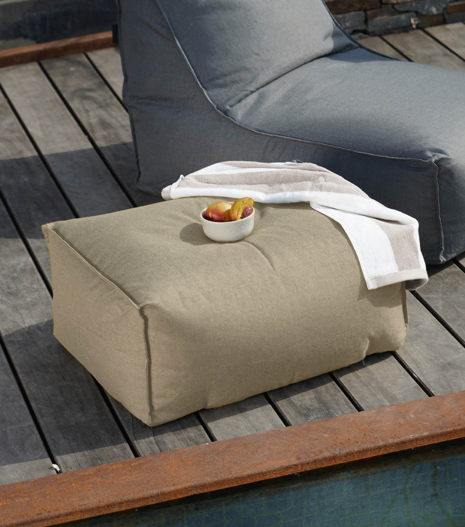 Pouf extérieur Hocker Sitzkissen Bodenkissen 'Der Ruhepouf' repose-pieds carré