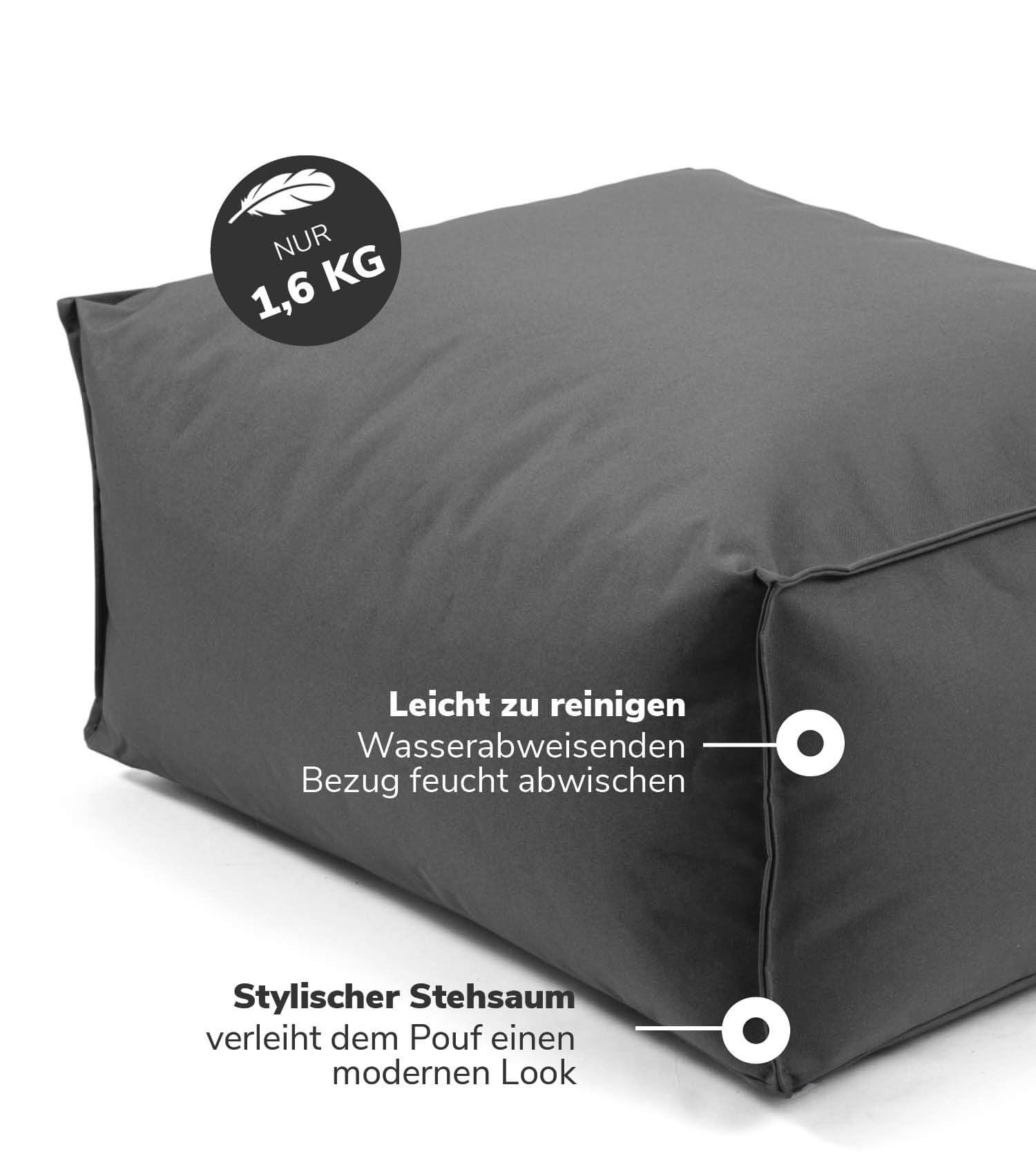 Pouf d'extérieur repose-pieds coussin de sol 'Der Ruhepouf' repose-pieds carré