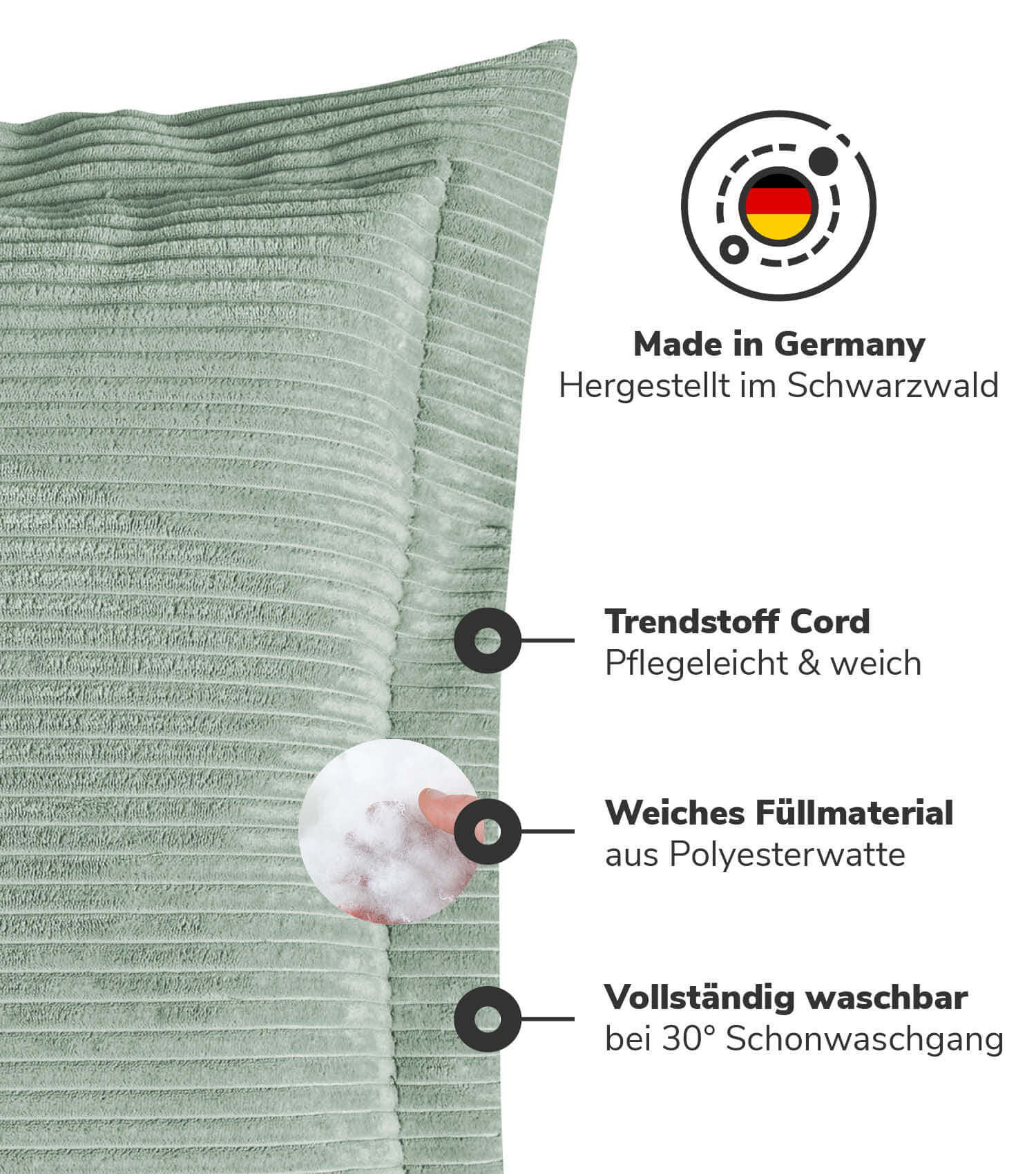 Coussin de canapé décoration Couchkissen Flatterkissen Cordkissen