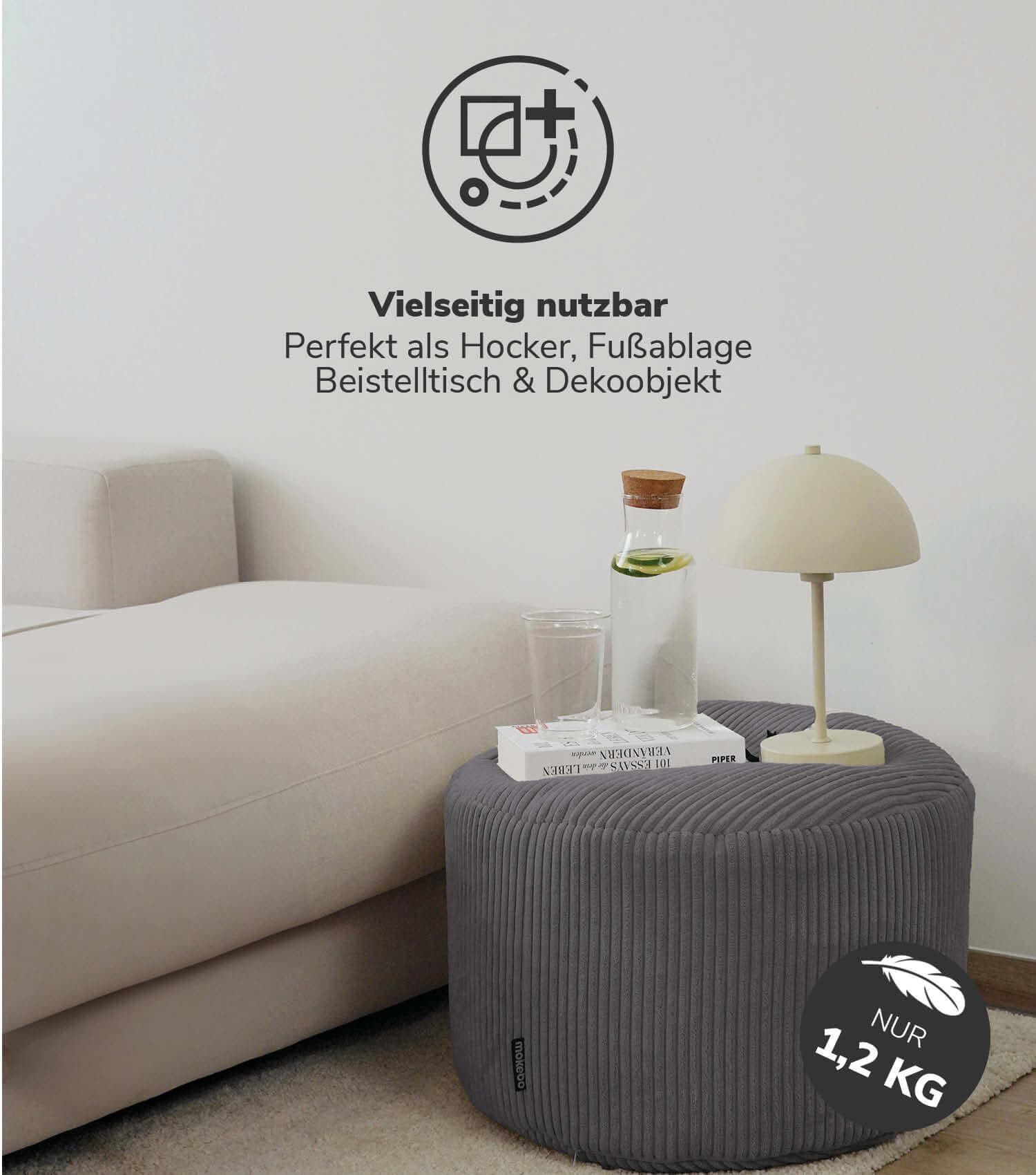 Pouf poire en velours côtelé, coussin de sol, pouf enfant