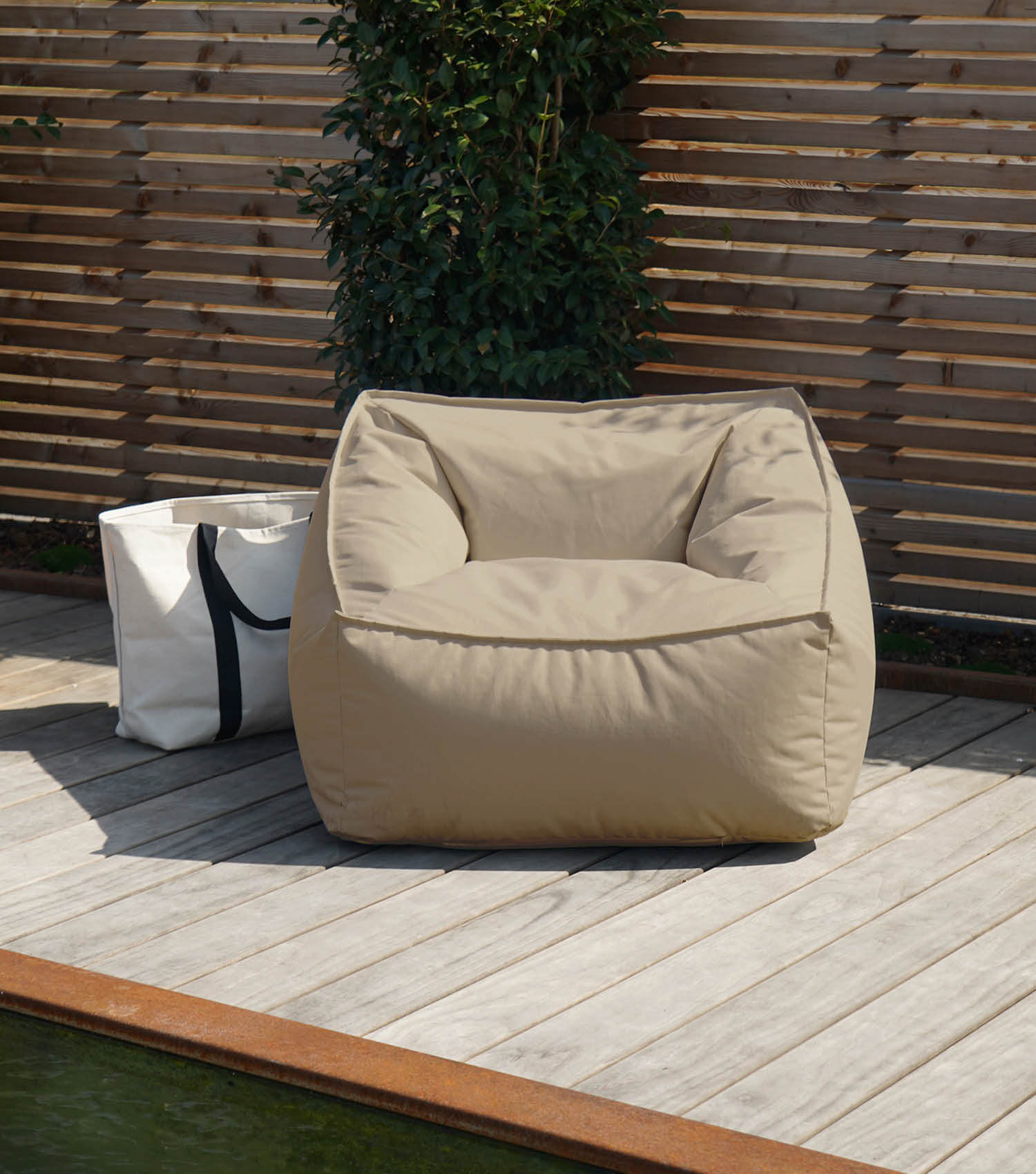 Pouf de sol marron clair, bean bag, chaise longue de relaxation