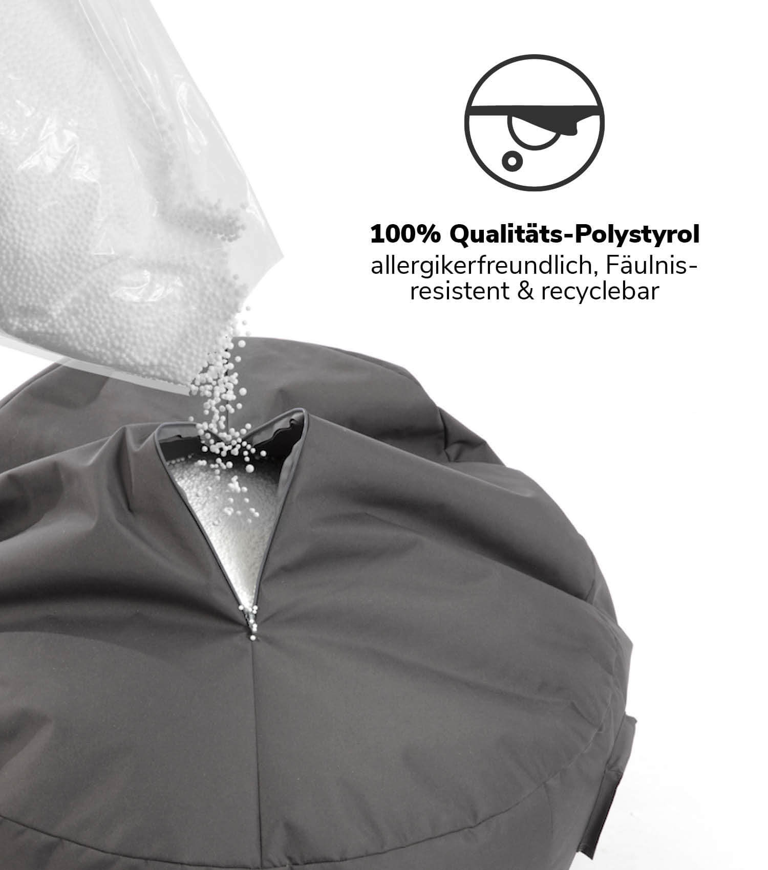 Remplissage pouf ‘Der Nachfüller’ également disponible en pack de recharge perles EPS  
