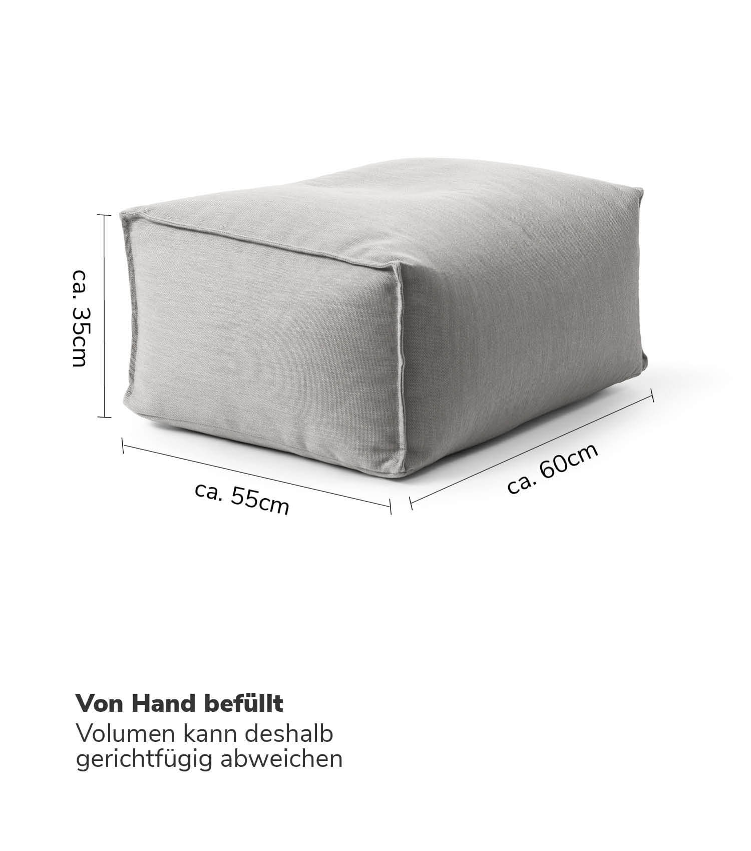 Pouf d'extérieur gris clair carré repose-pieds 'Der Ruhepouf' coussin de sol