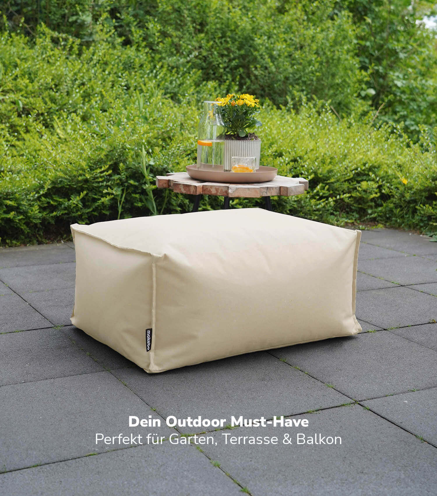 Pouf de jardin carré repose-pieds coussin de sol 'Der Ruhepouf' tabouret carré