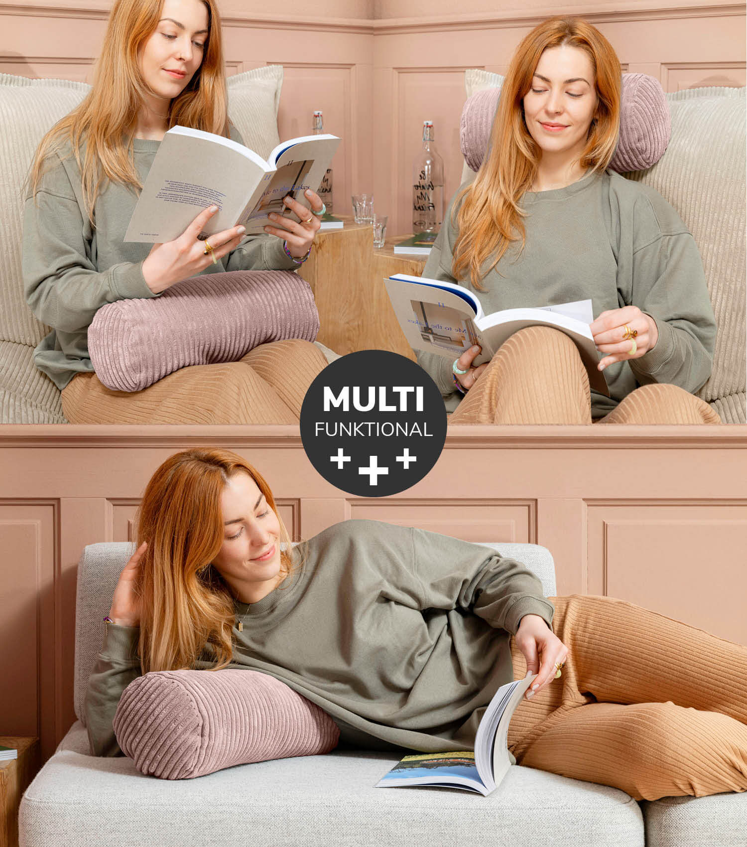 Coussin cervical rouleau de positionnement rouleau de lecture rouleau pour genoux coussin de soutien dorsal