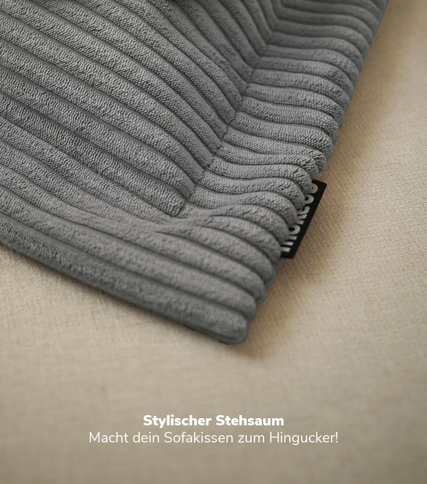 Coussin de canapé décoratif en velours côtelé, couleur anthracite
