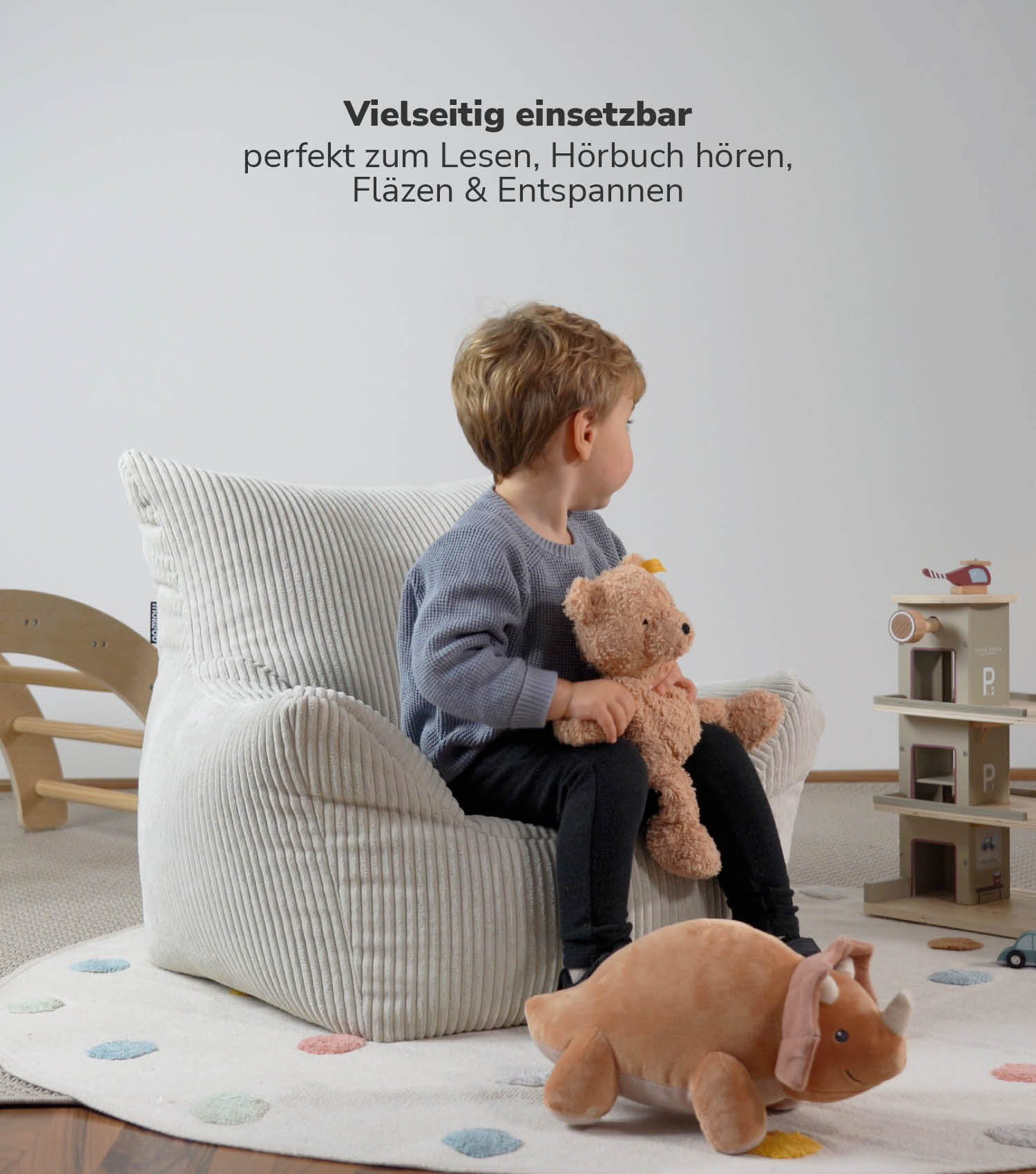 Pouf de sol Cord pour enfant, fauteuil de lecture confortable
