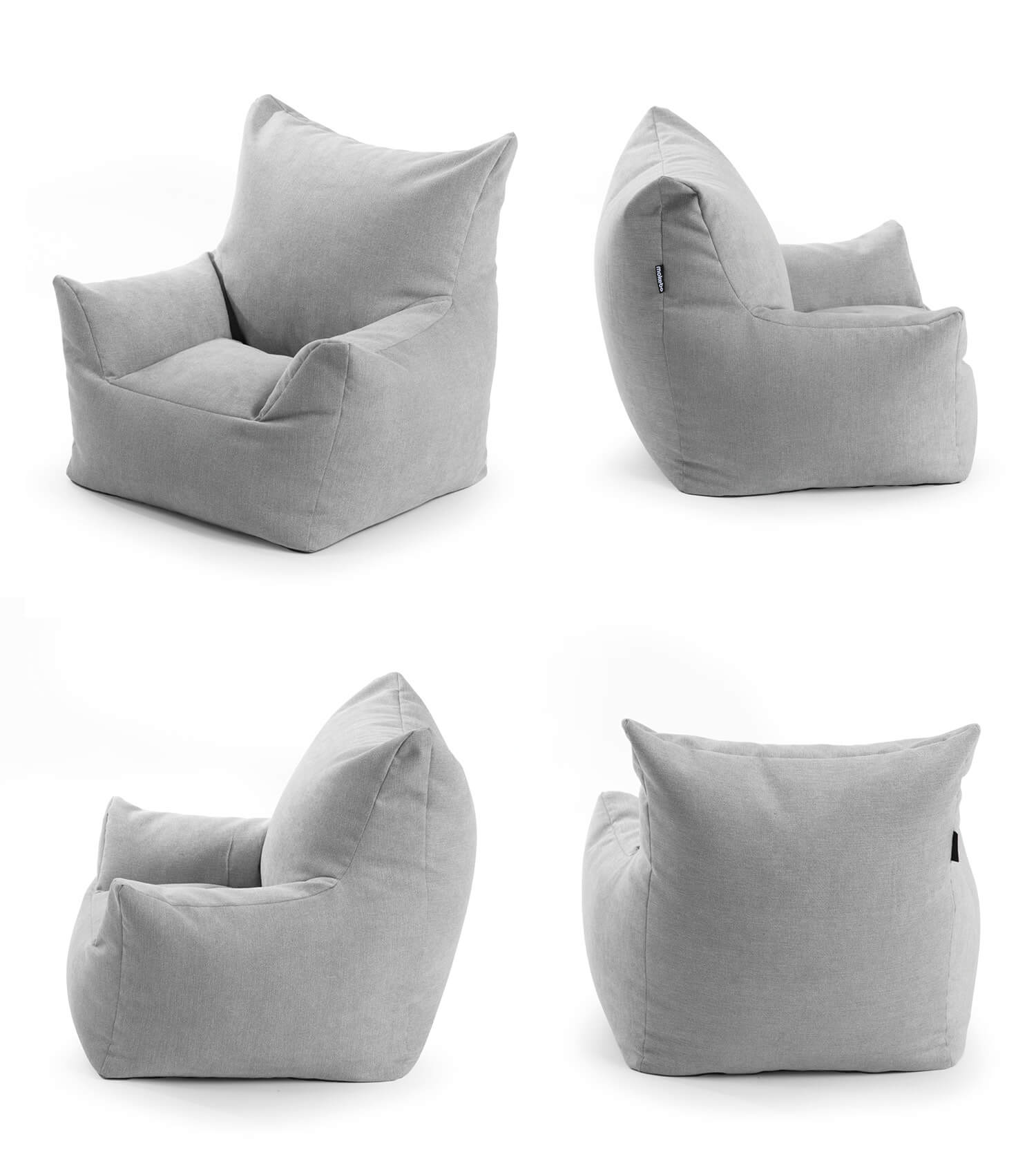 Sac à billes enfant en velours côtelé gris, pouf de lecture pour enfant