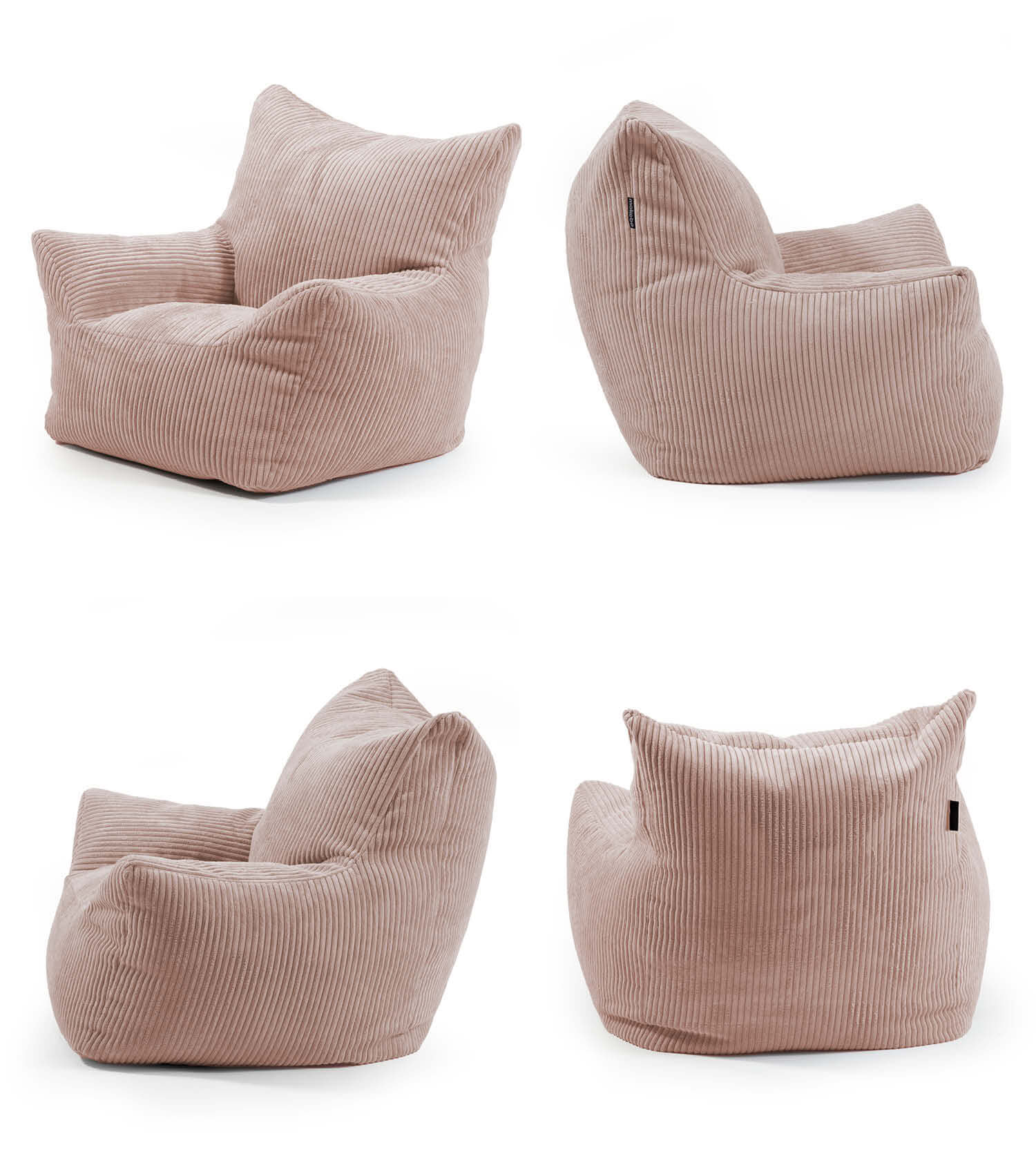 Fauteuil pouf enfant en velours côtelé rose, coussin de sol pour enfant