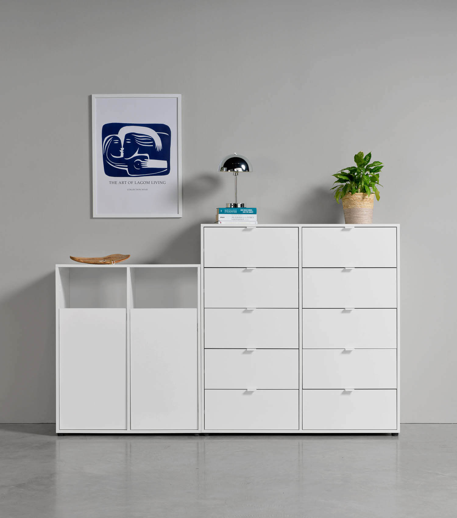 Commode avec tiroirs, buffet, enfilade, table de nuit, meuble haut - mokebo
