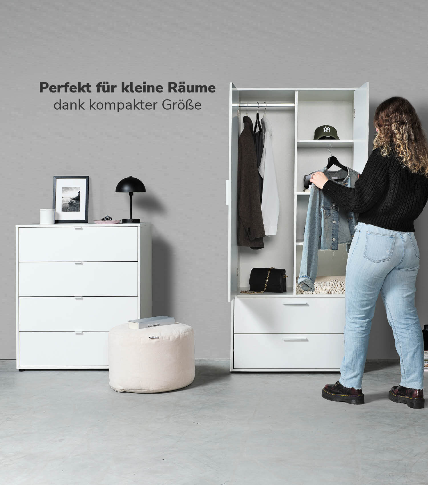 Armoire enfant pour chambre à coucher, penderie avec portes