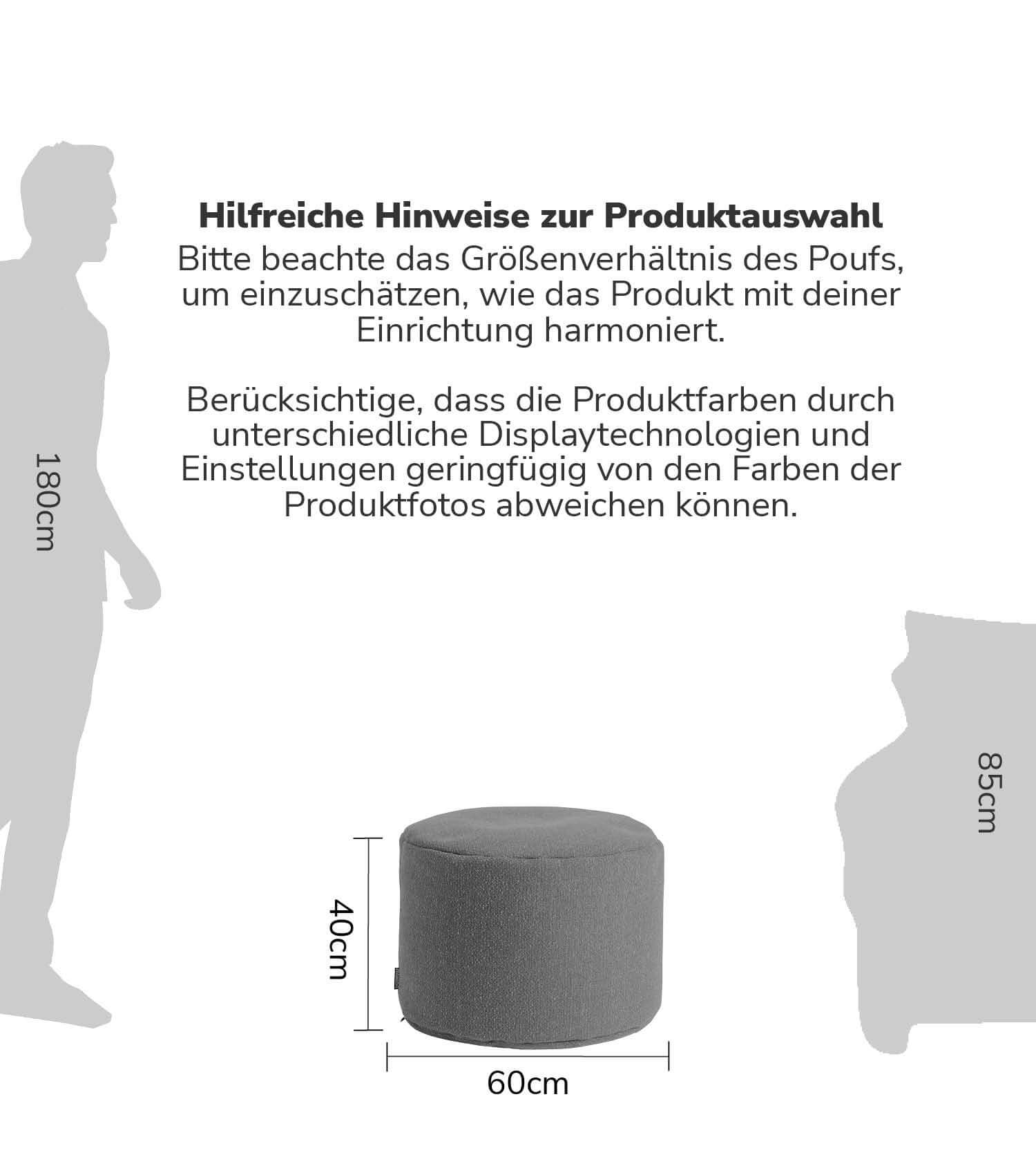 Pouf intérieur rond repose-pieds coussin de sol 'Der Ruhepouf' gris
