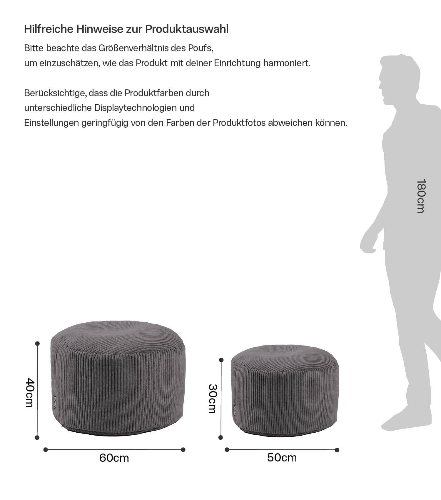 Pouf repose-pieds tabouret assise cube brun anthracite mokebo