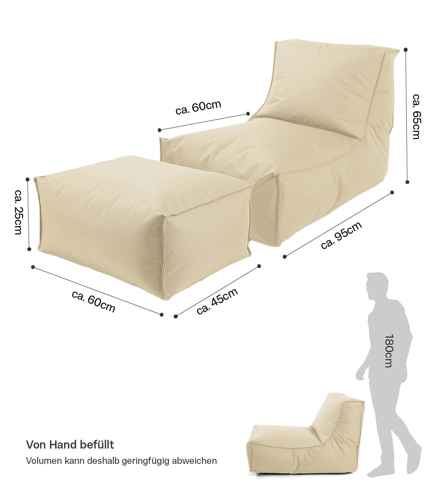 Pouf de sol Bodenkissen chaise longue de détente Bean Bag Liege Sitzbag coussin de siège