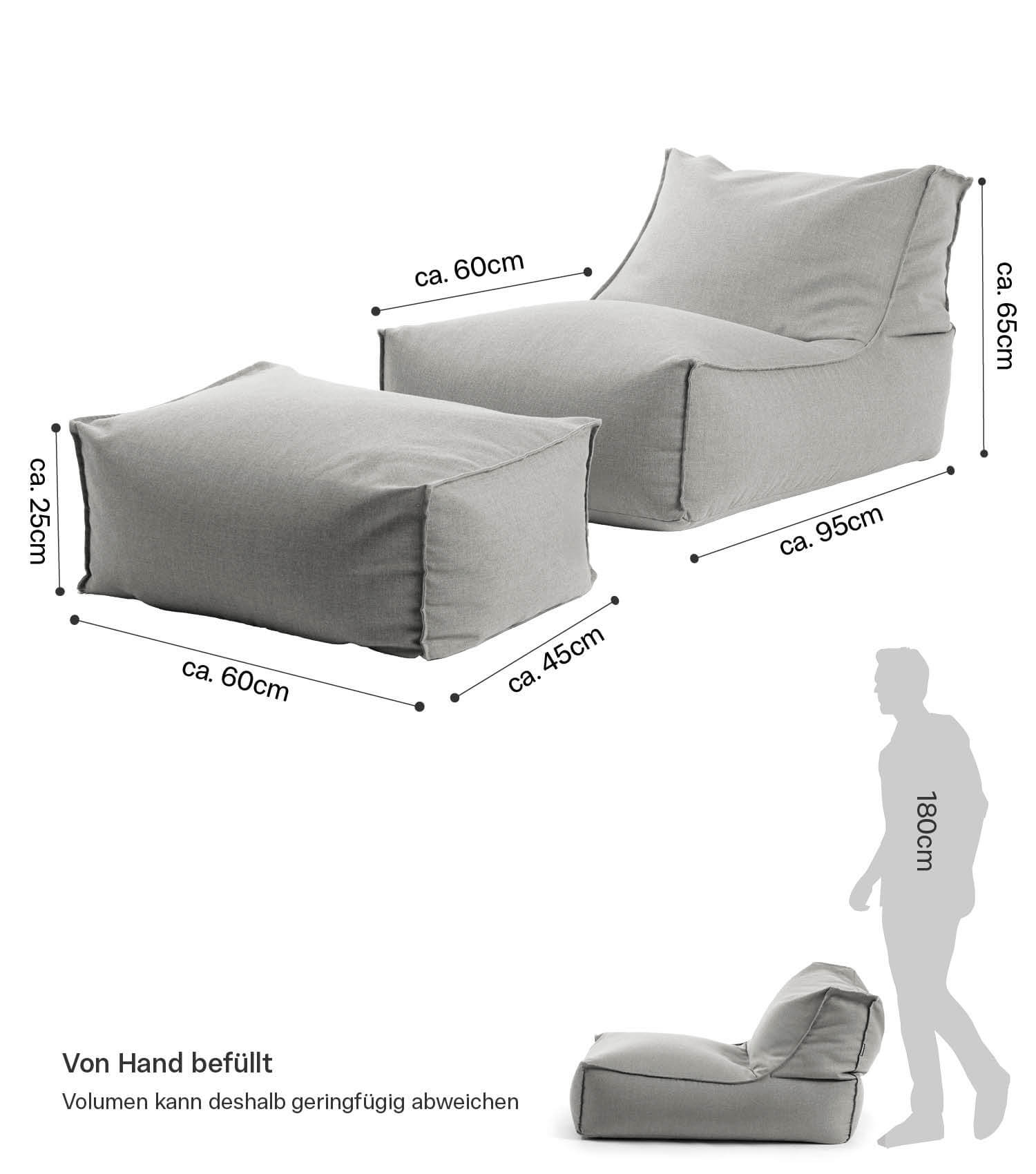 Pouf géant rembourré gris clair pour détente et relaxation