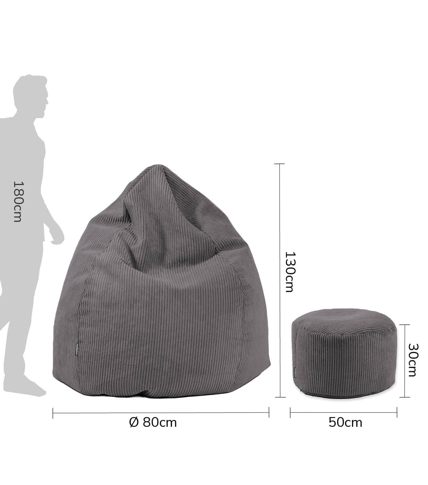 Pouf poire en velours côtelé, coussin de sol, pouf enfant