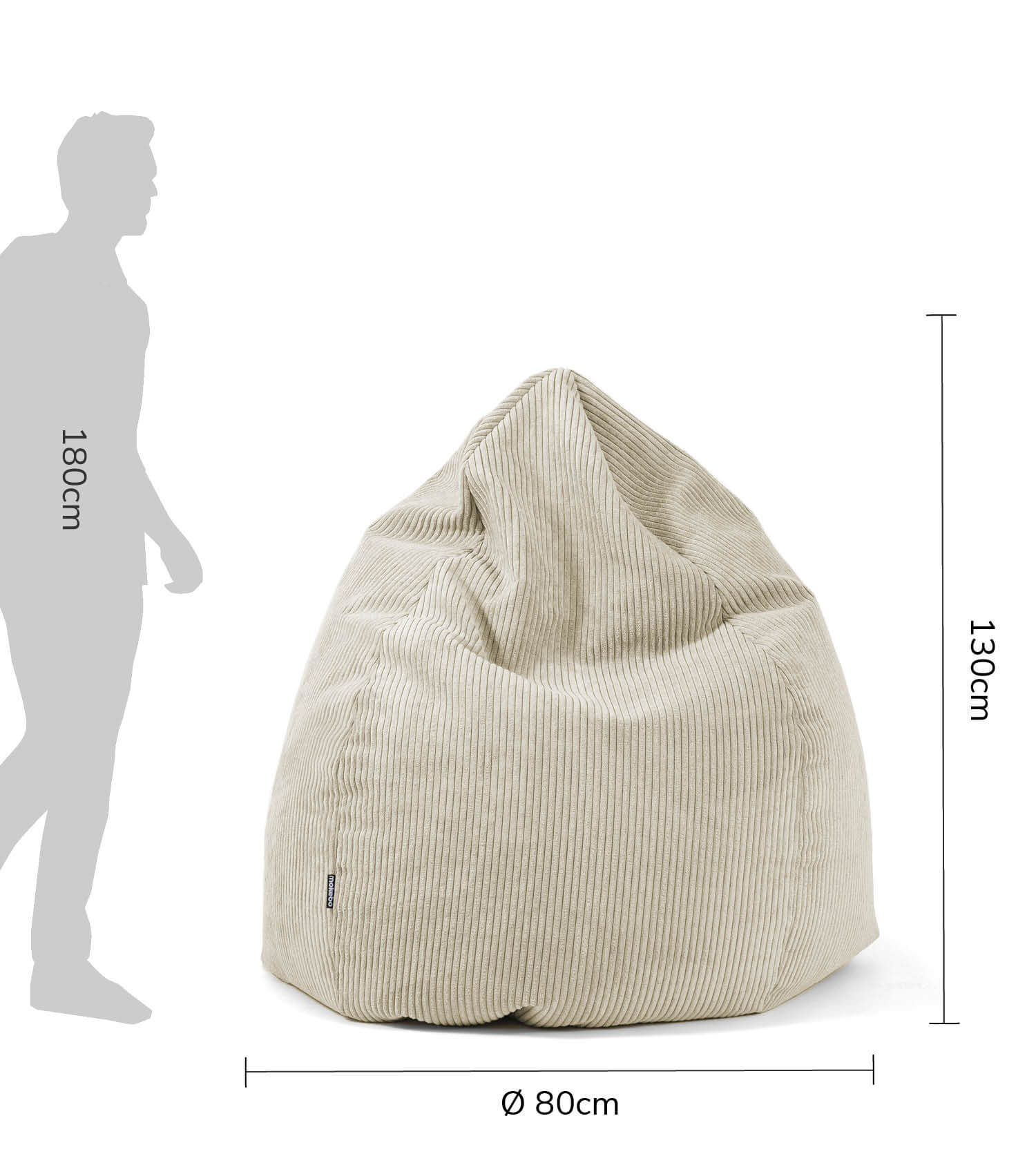Pouf poire en velours côtelé, coussin de sol naturel