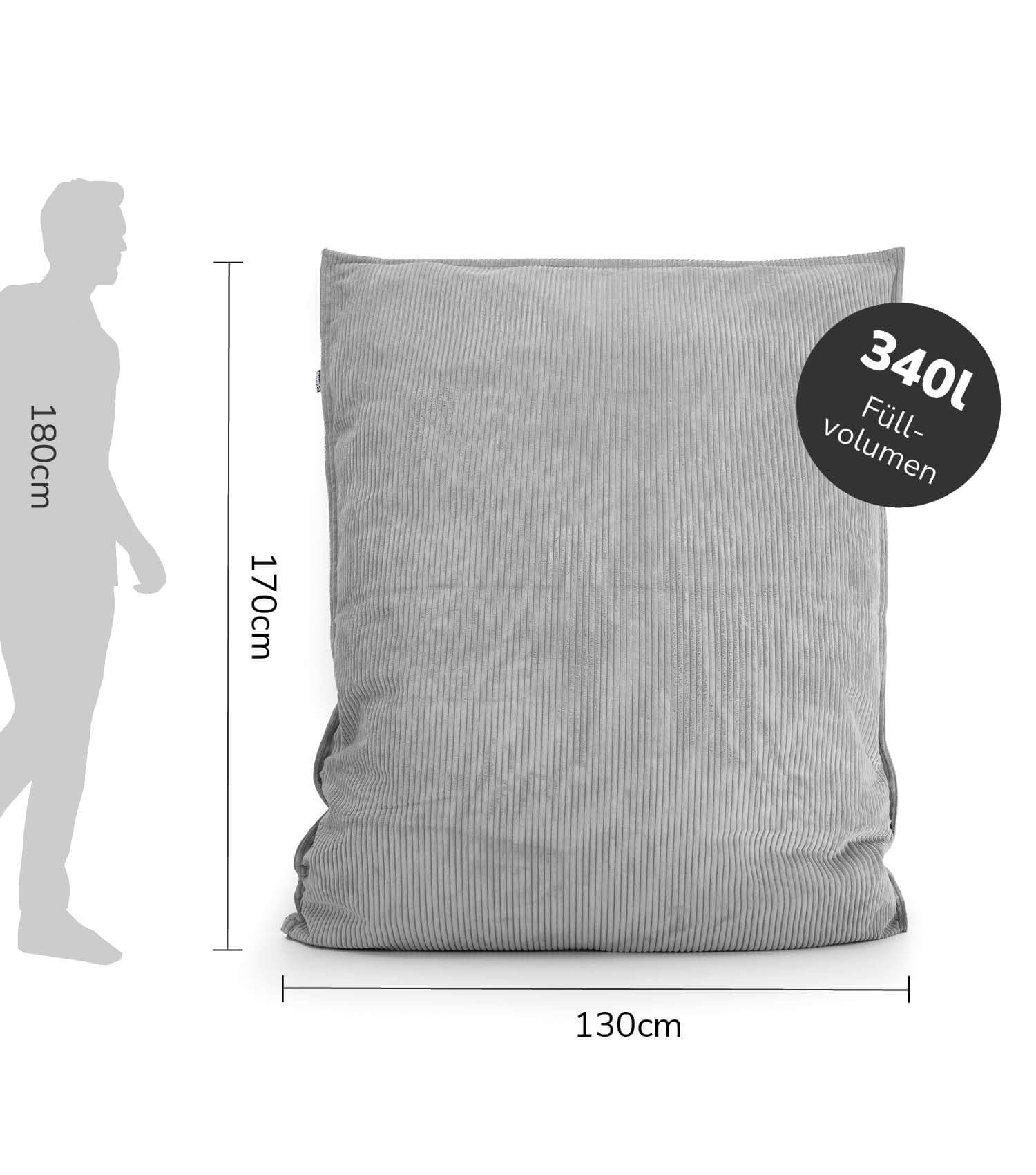 Puf géant XXL avec housse en velours côtelé