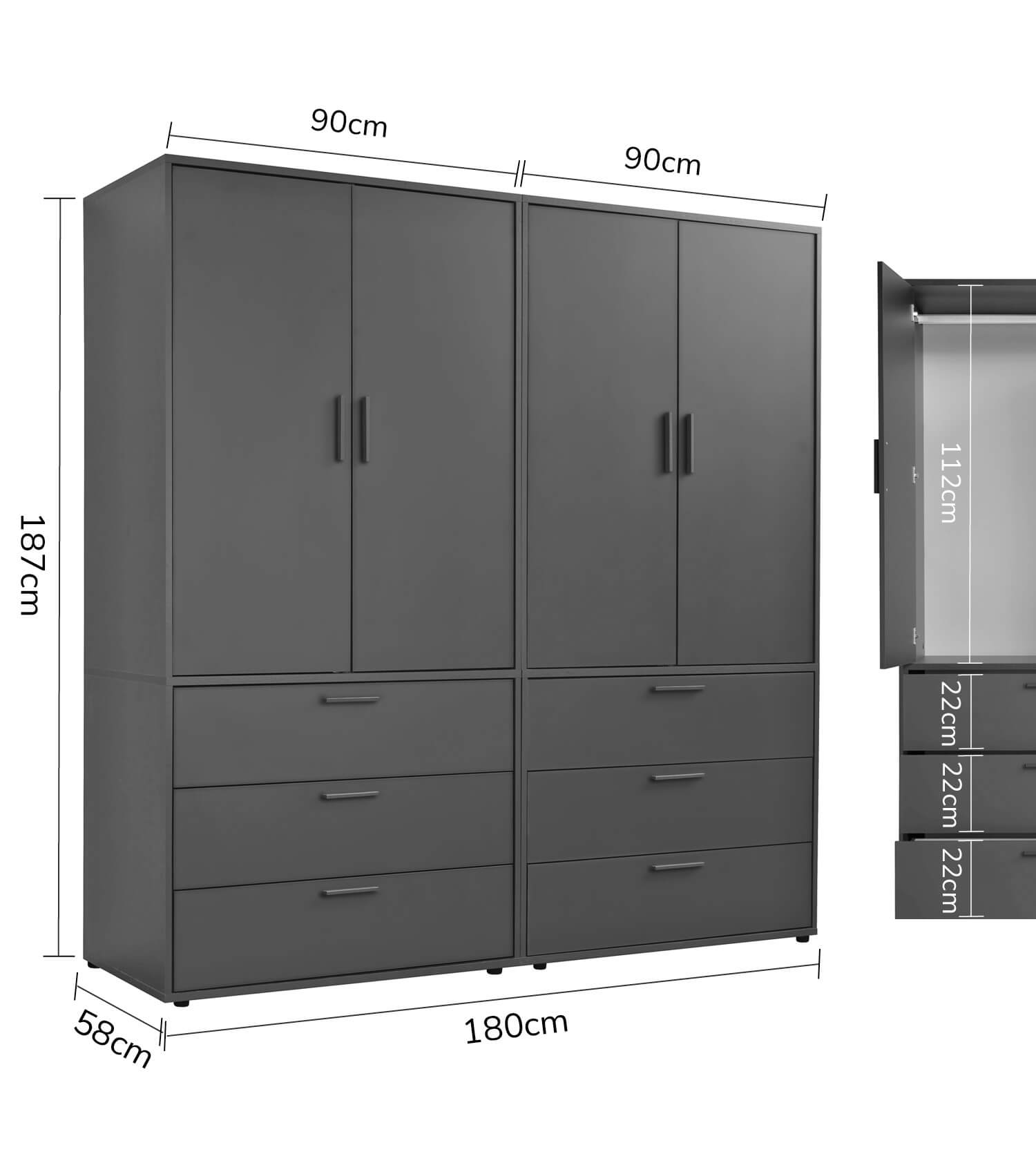 Armoire de chambre à coucher, armoire vestibule, armoire dressing