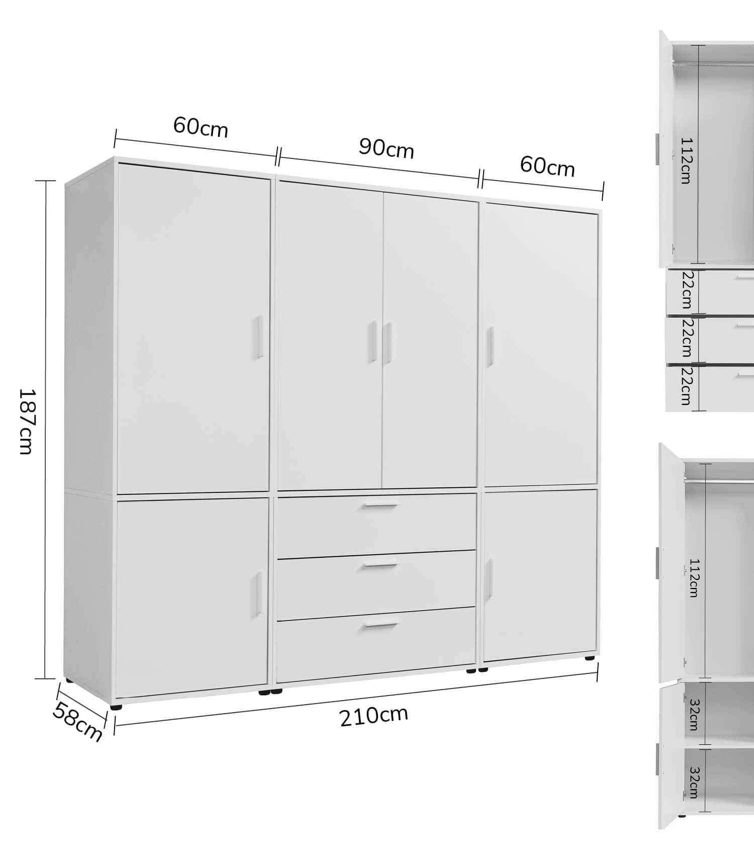 Armoire de rangement chambre à coucher corridor blanc